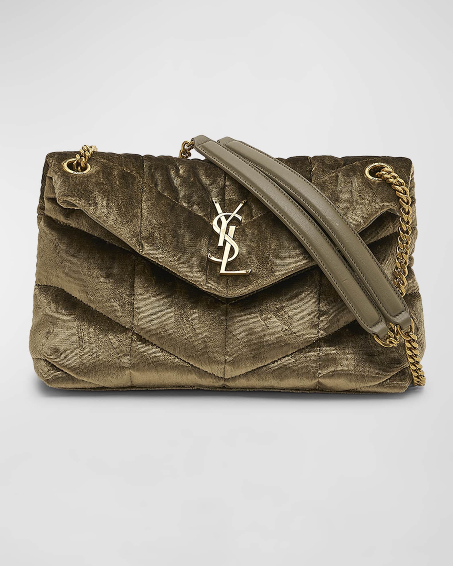 Saint Laurent Lou Puffer Small YSL Shoulder Bag in Quilted Velvet