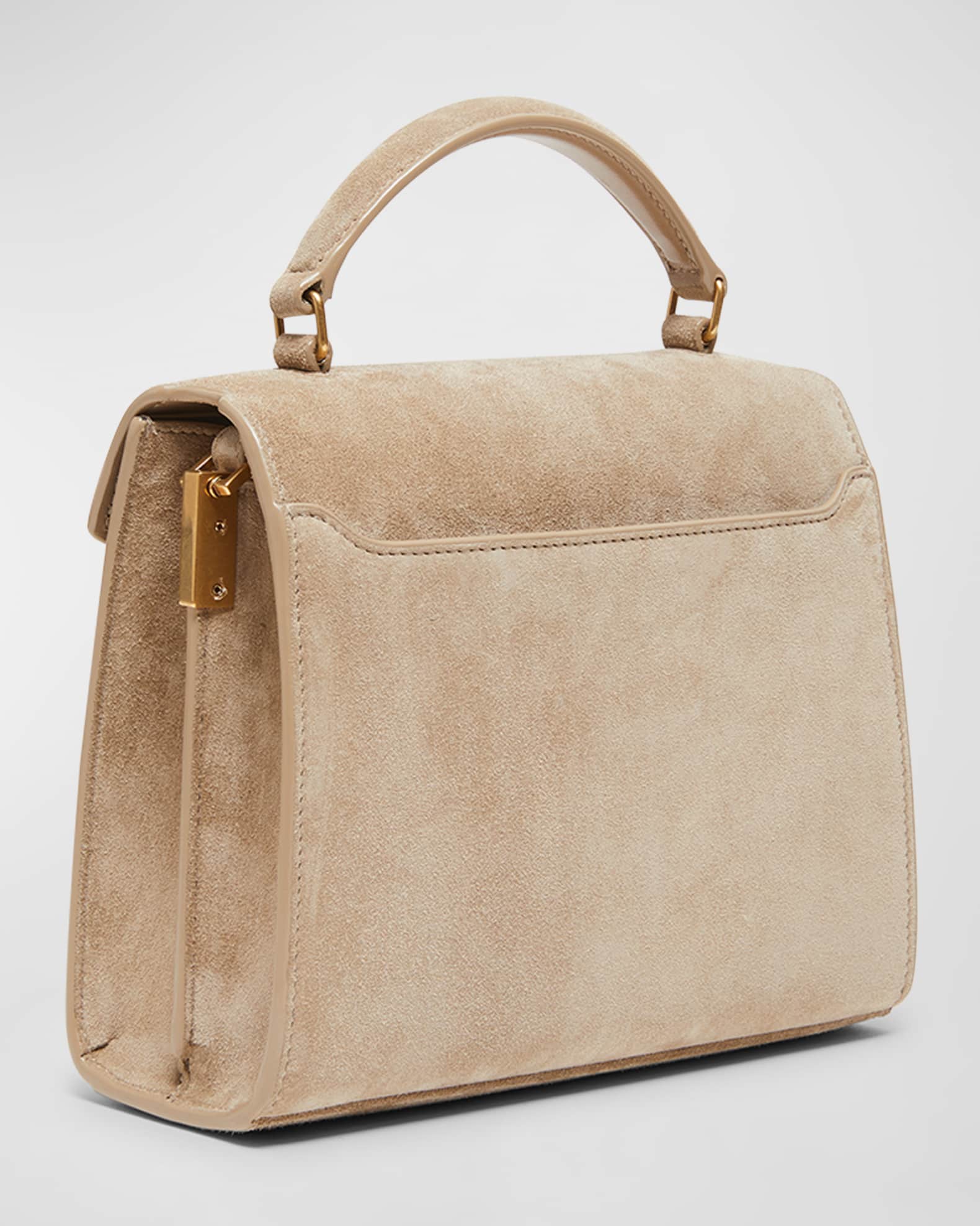 Cassandra medium top handle bag in smooth leather and suede deals