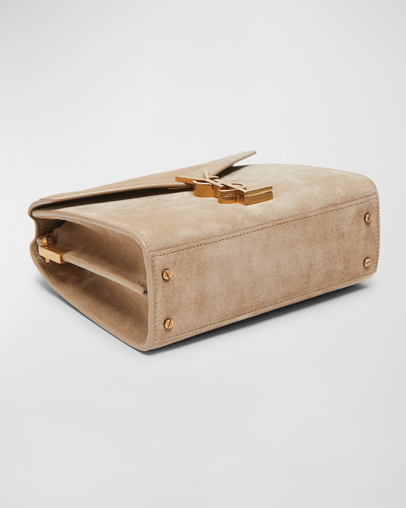 Cassandra medium top handle bag in smooth leather and suede shop
