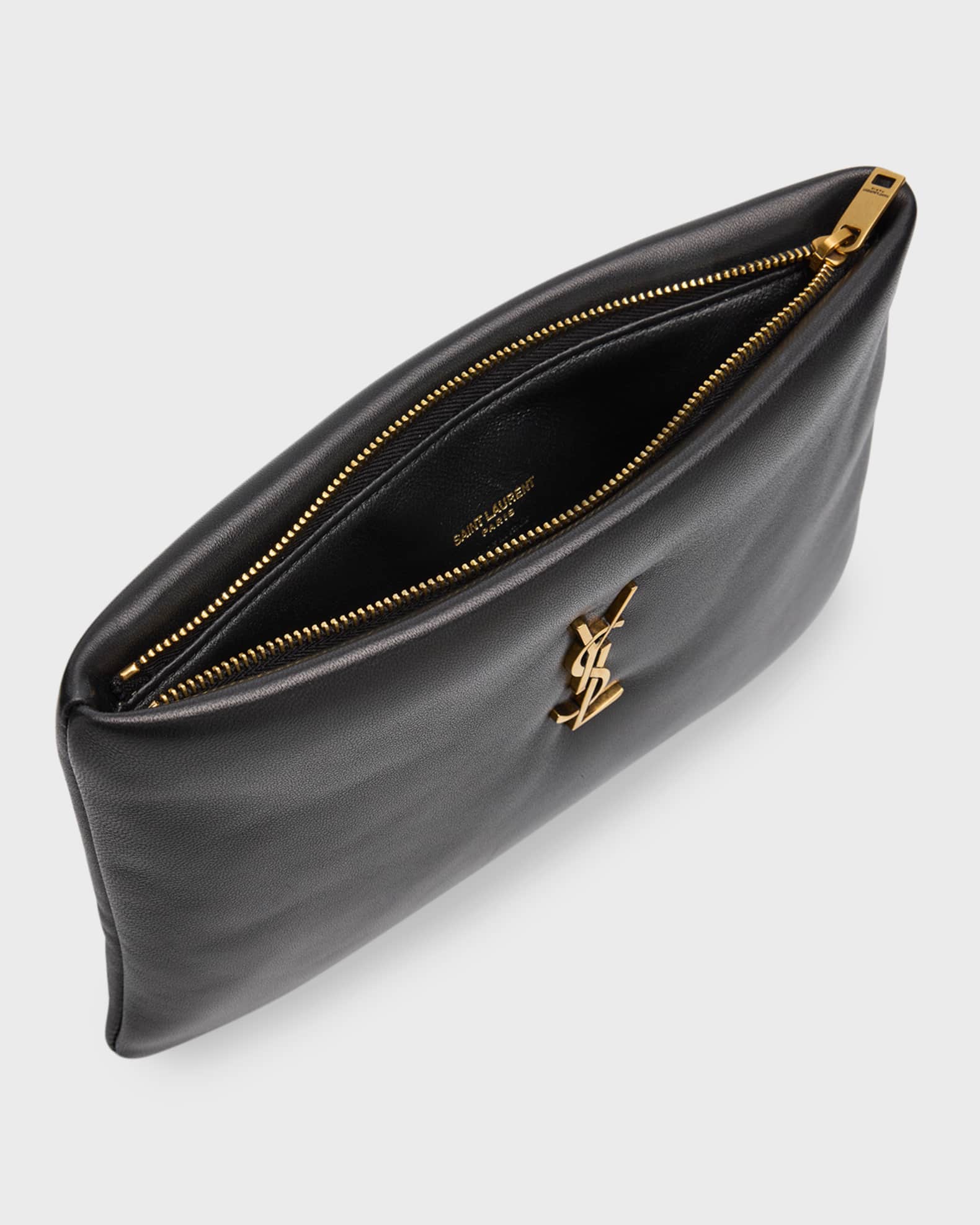 Saint Laurent Calypso Small YSL Clutch Bag in Smooth Padded