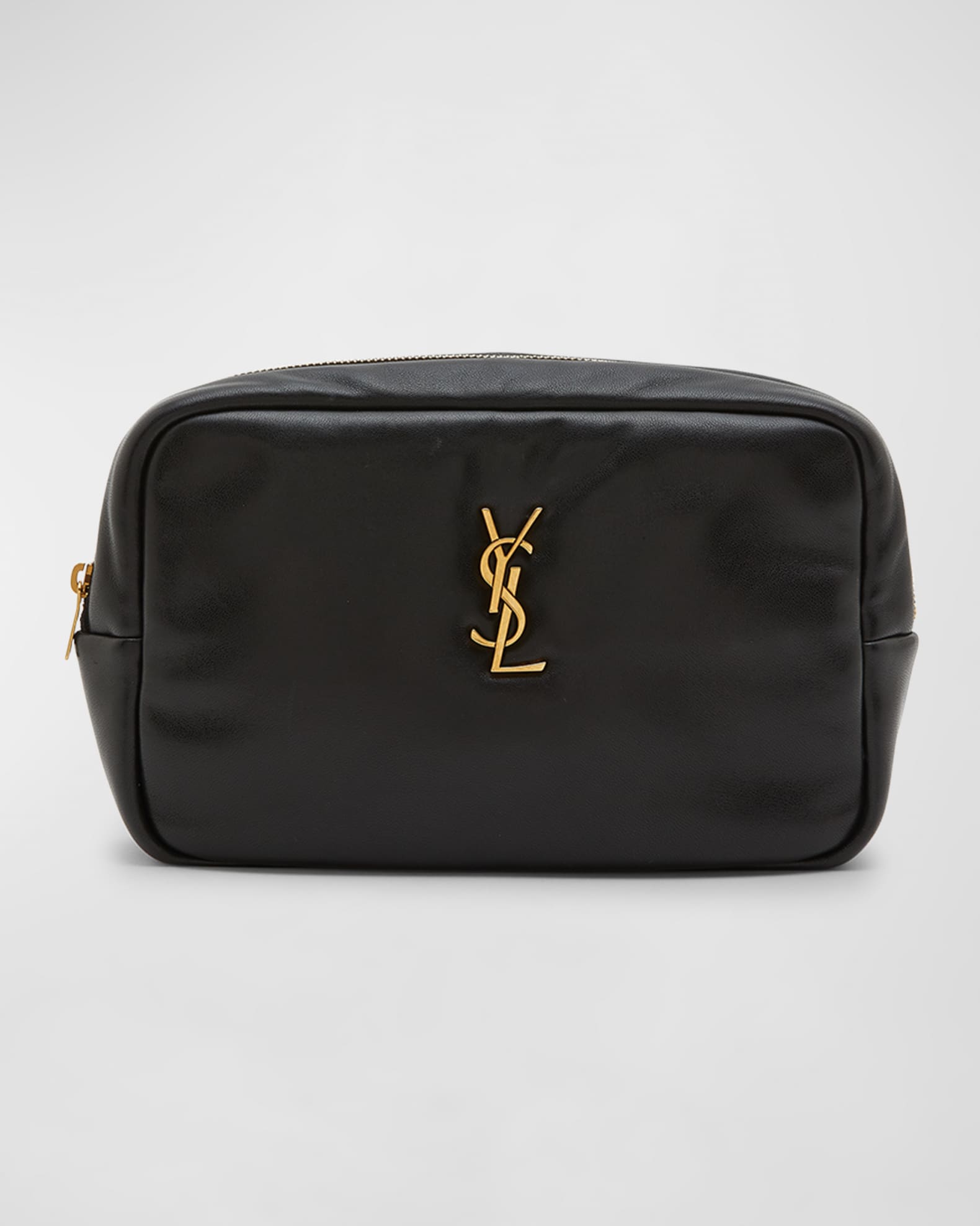 Saint Laurent Leather Toiletry Case - Black