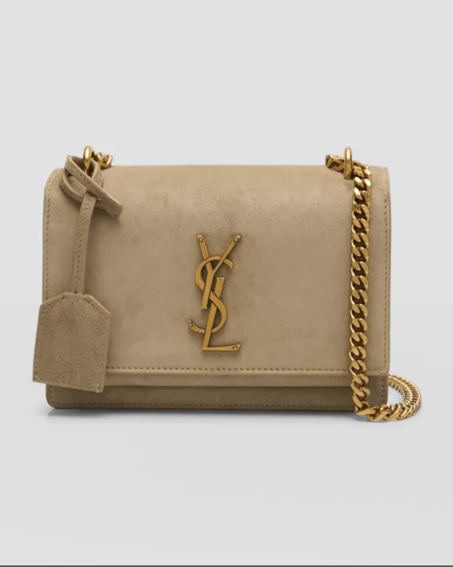 Saint Laurent Sunset Small YSL Crossbody Bag in Suede | Neiman Marcus