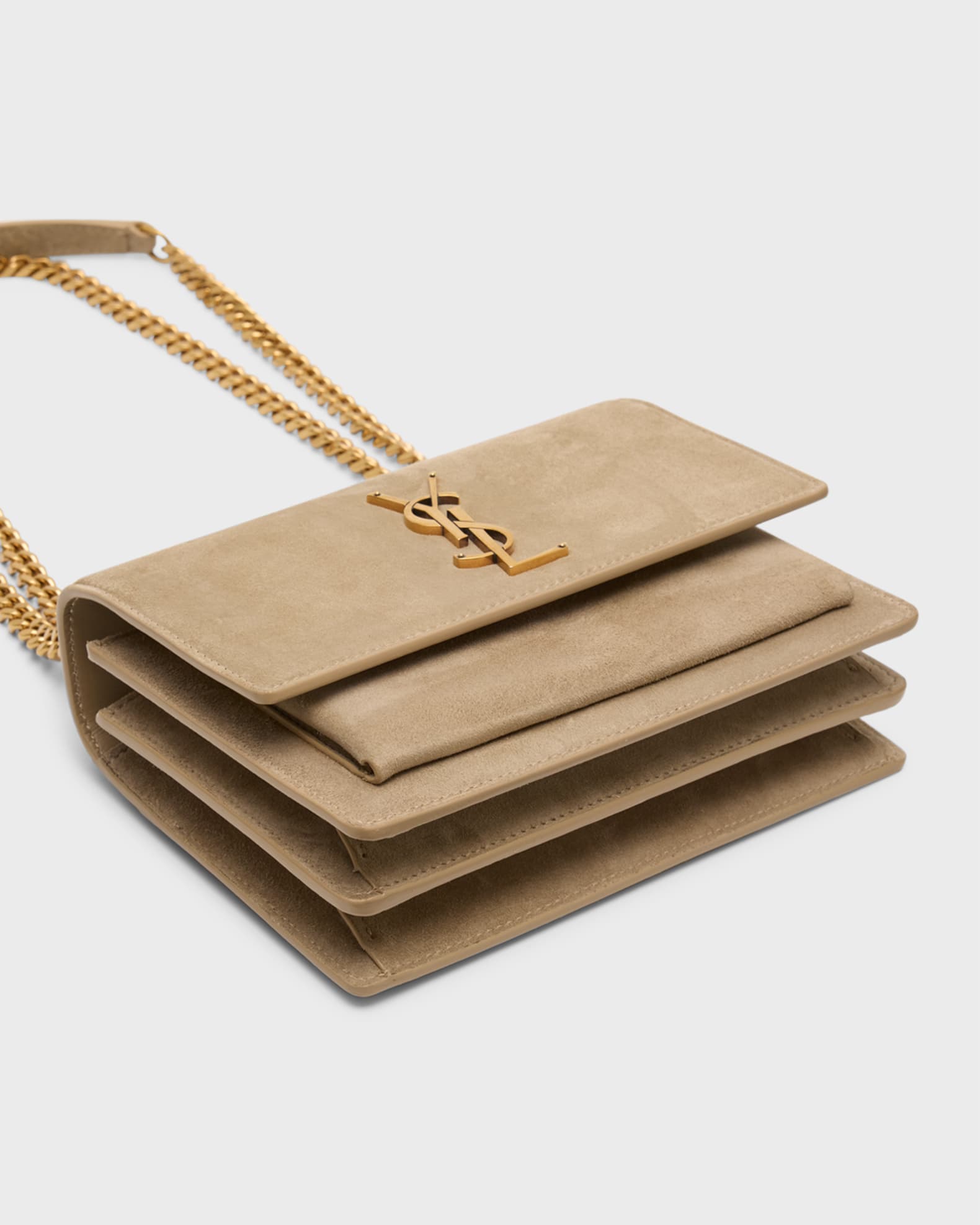 Saint Laurent Sunset Small YSL Crossbody Bag in Suede Neiman Marcus