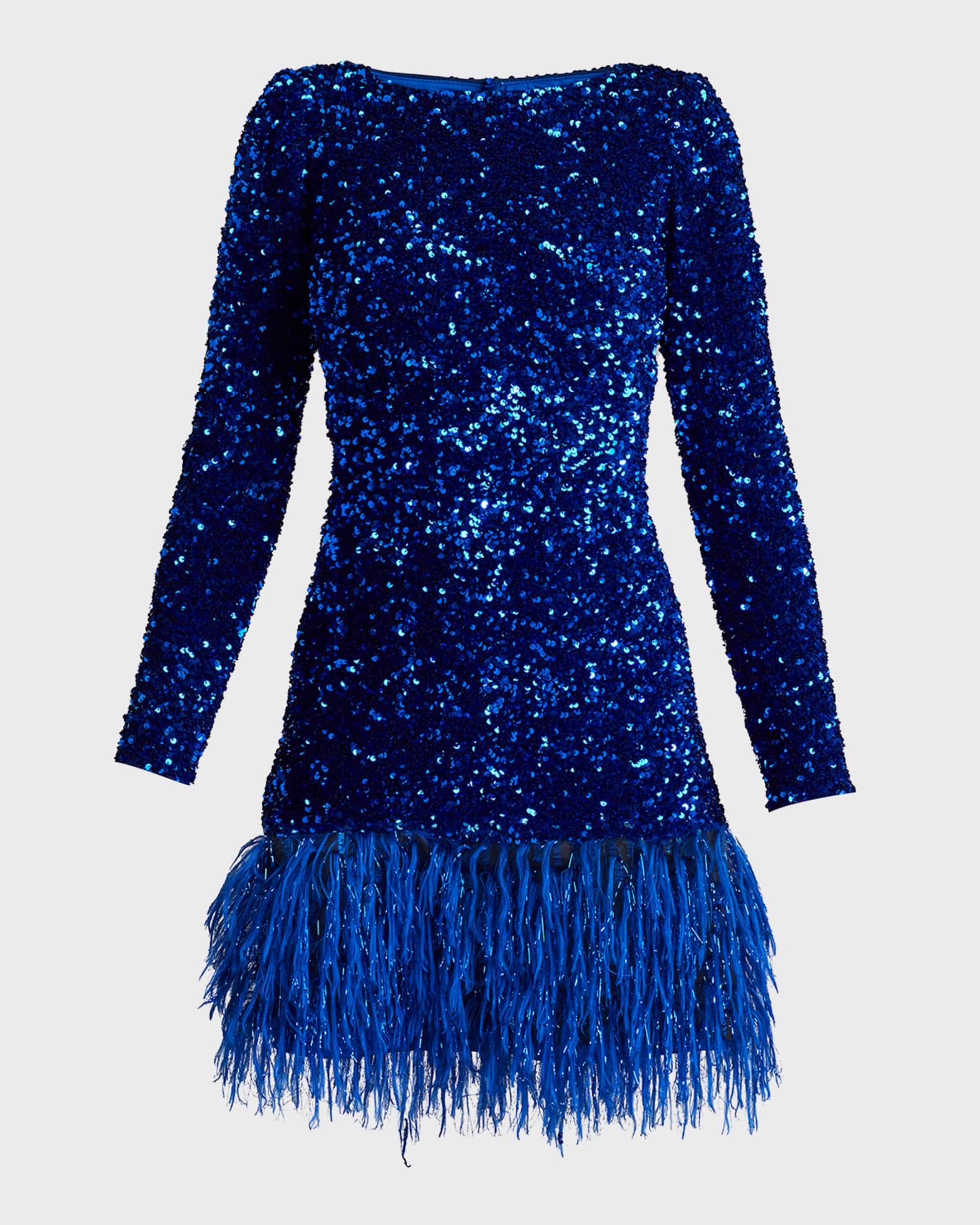Cutout Sequin Faux Fur-Trim Mini Dress 1