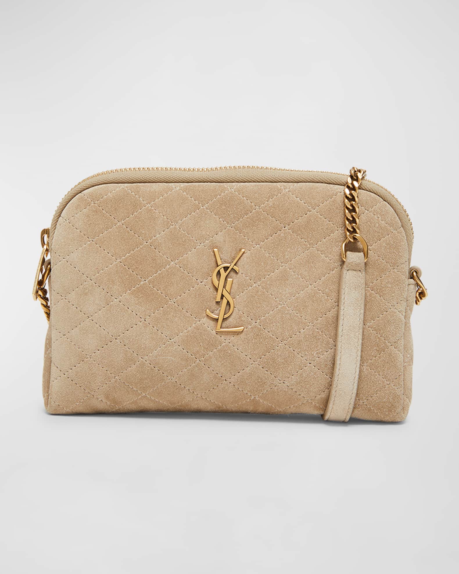 Saint Laurent Gaby Mini YSL Crossbody Bag in Quilted Suede