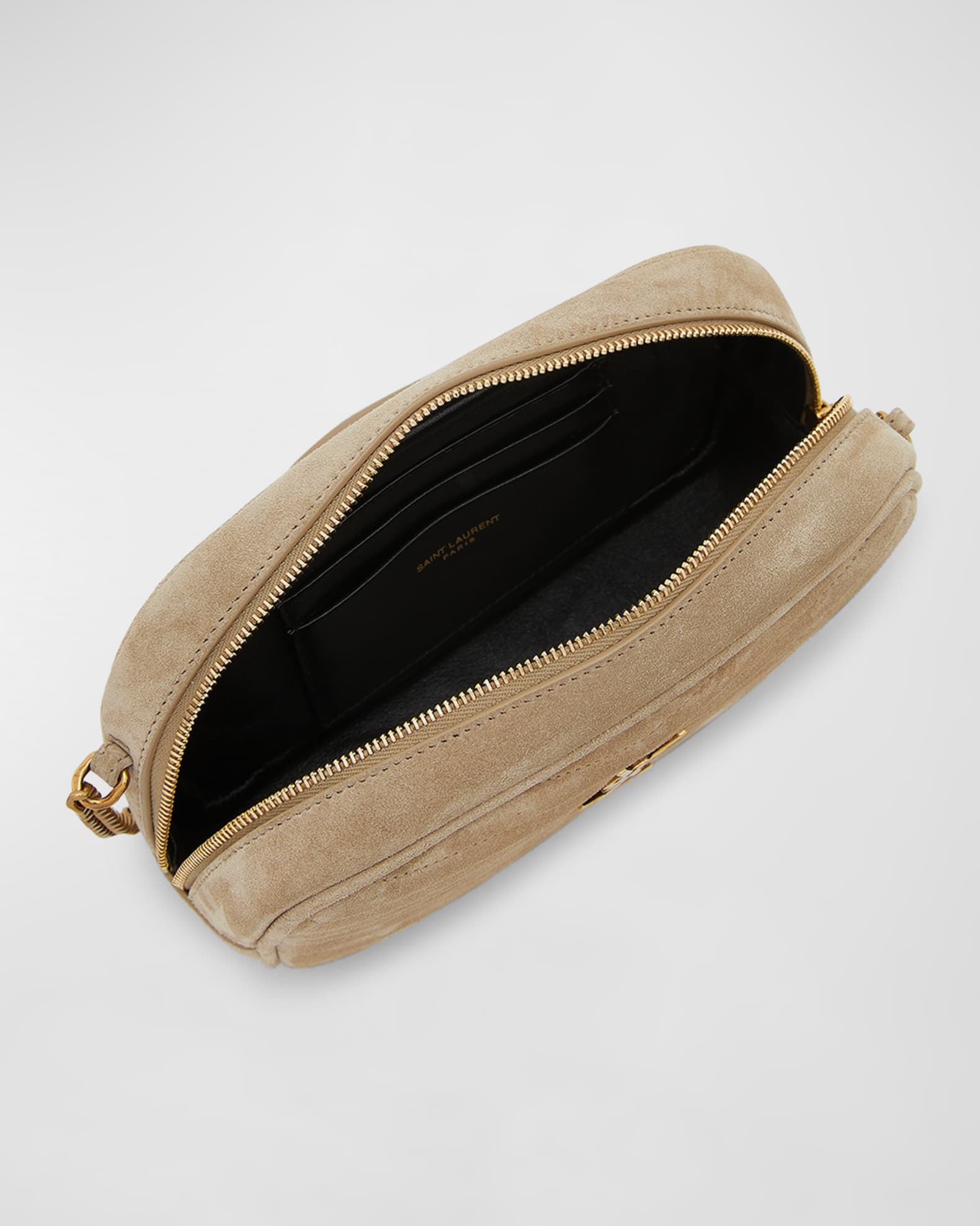 Lou Mini YSL Camera Bag in Quilted Suede
