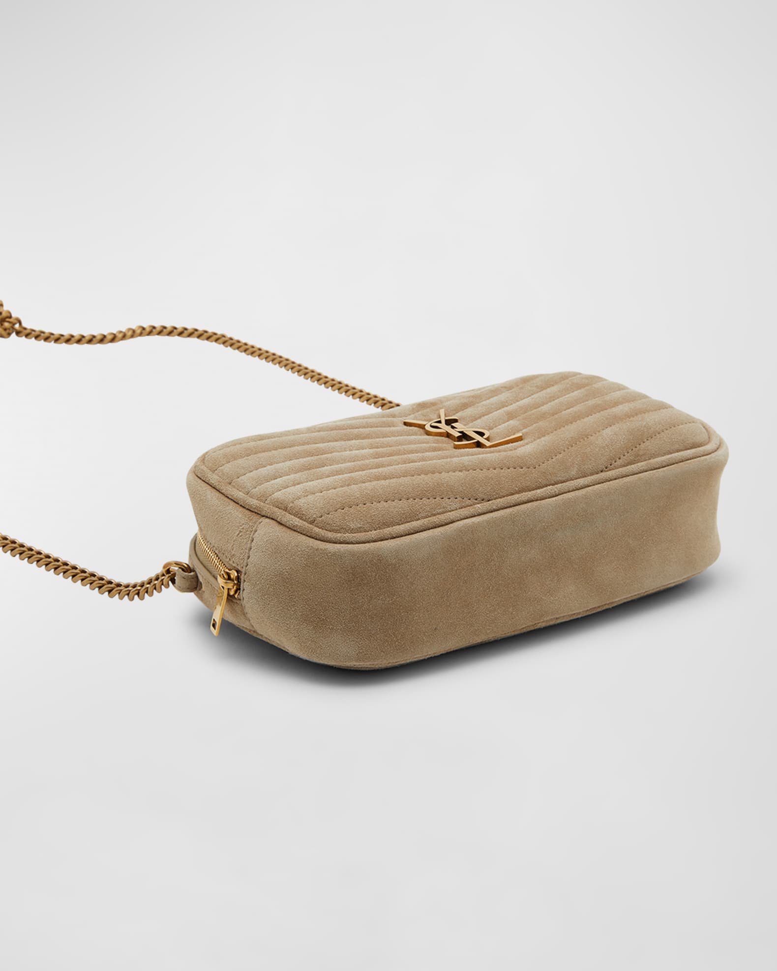 Lou Mini YSL Camera Bag in Quilted Suede 1