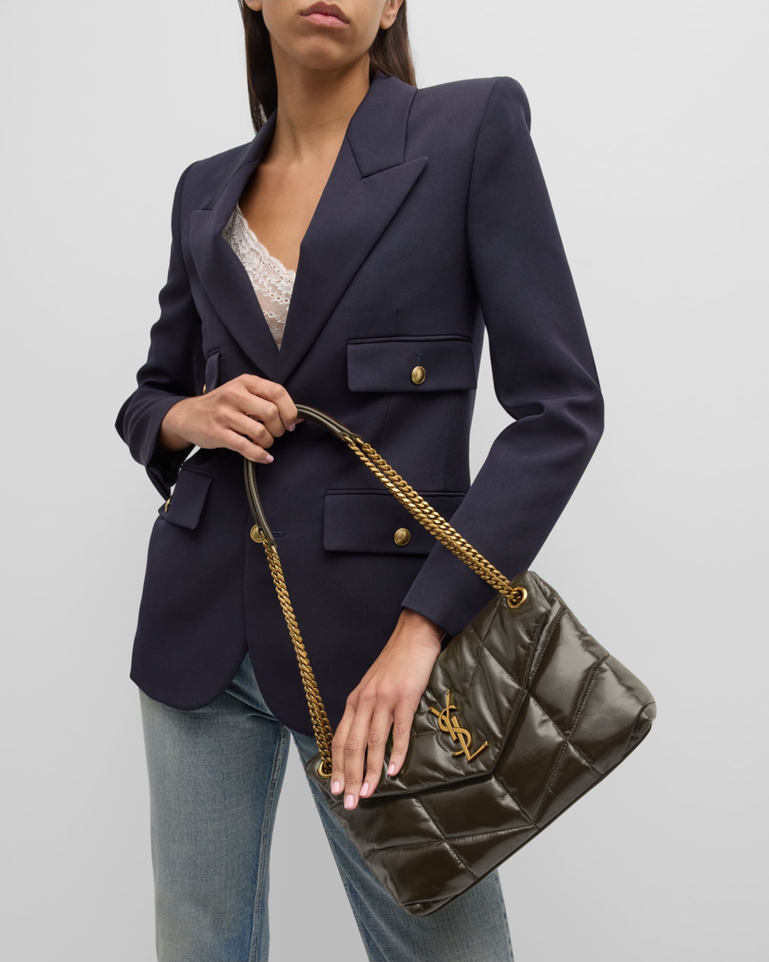 期間限定 数量限定 Small Puffer Lou Laurent Saint YSL Quilted in Bag Shoulder その他