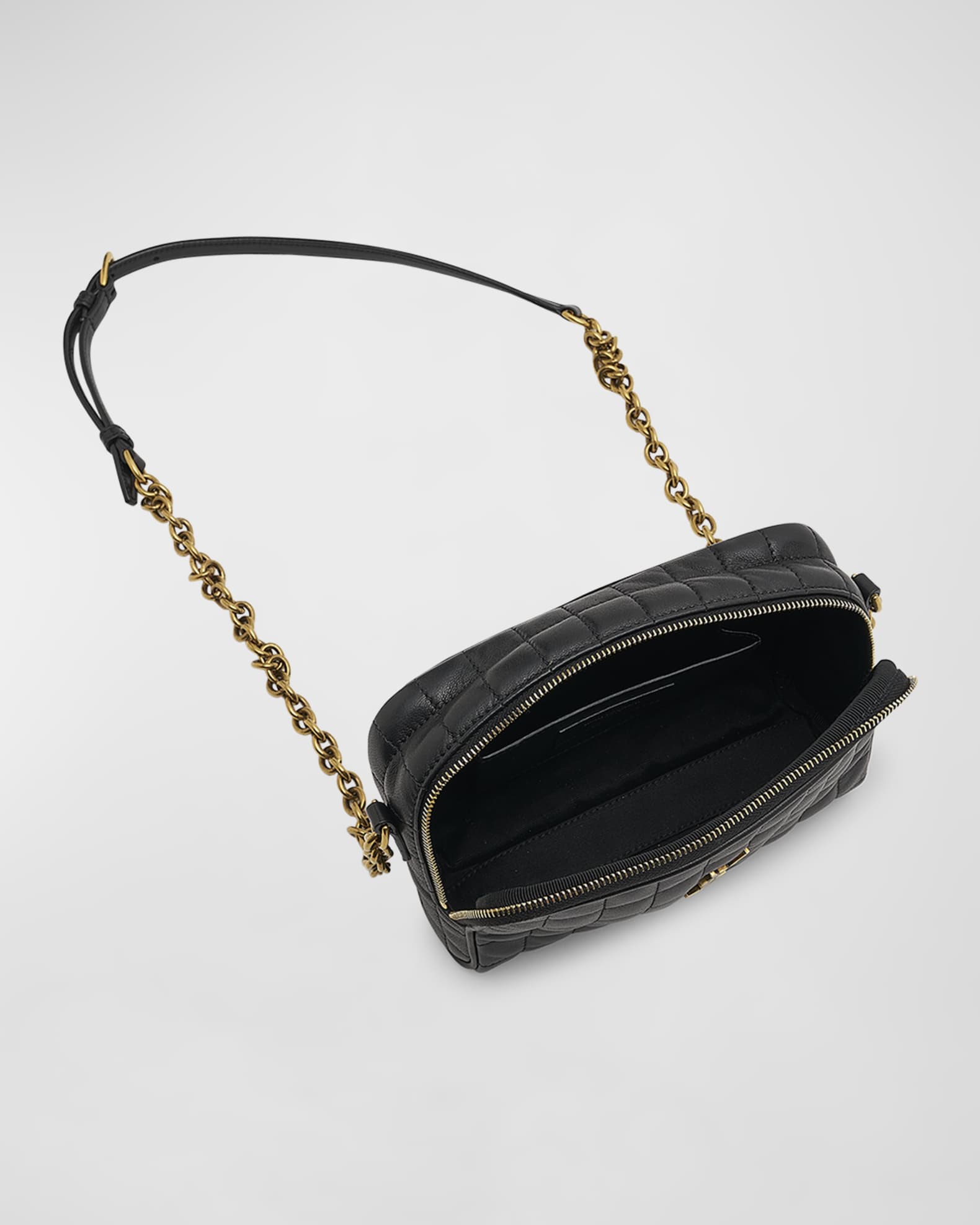 SAINT LAURENT Cassandre レザー ミニショルダーバッグ Saint Laurent Cassandre Mini YSL Camera Bag in Quilted