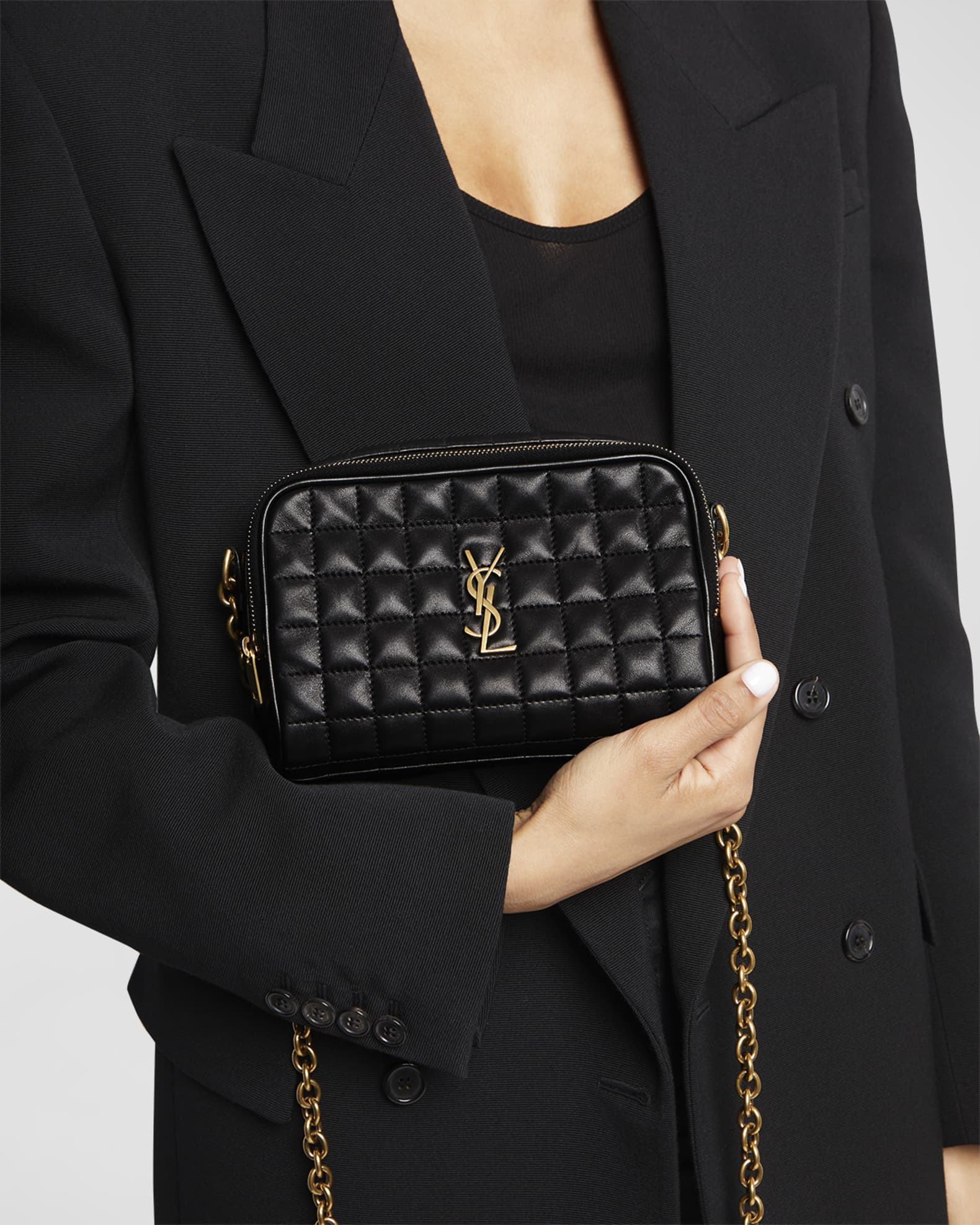 【Saint Laurent/サンローラン】CASSANDRE LEATHER COMPACT CASSANDRE MATELASSÉ compact zip around wallet in grain de