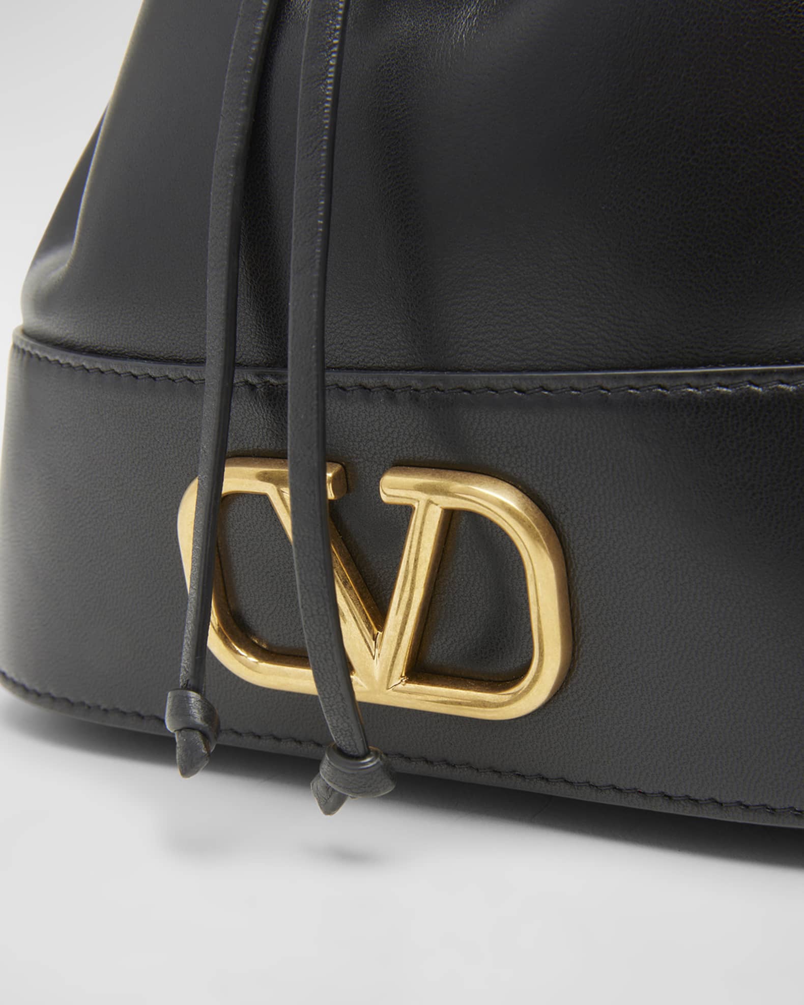 Valentino Garavani VLOGO Drawstring Leather Chain Bucket Bag