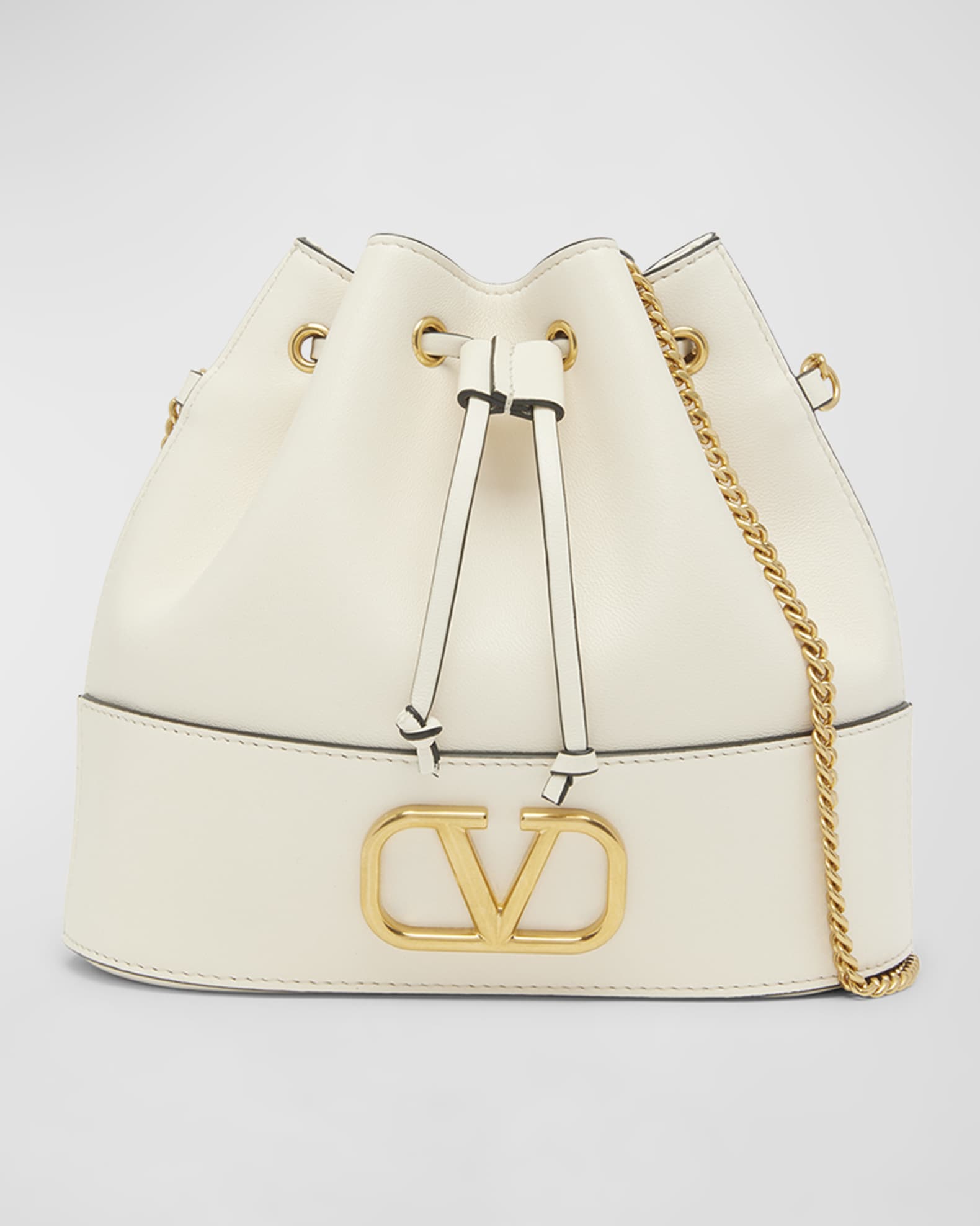 VLOGO Drawstring Leather Chain Bucket Bag 0