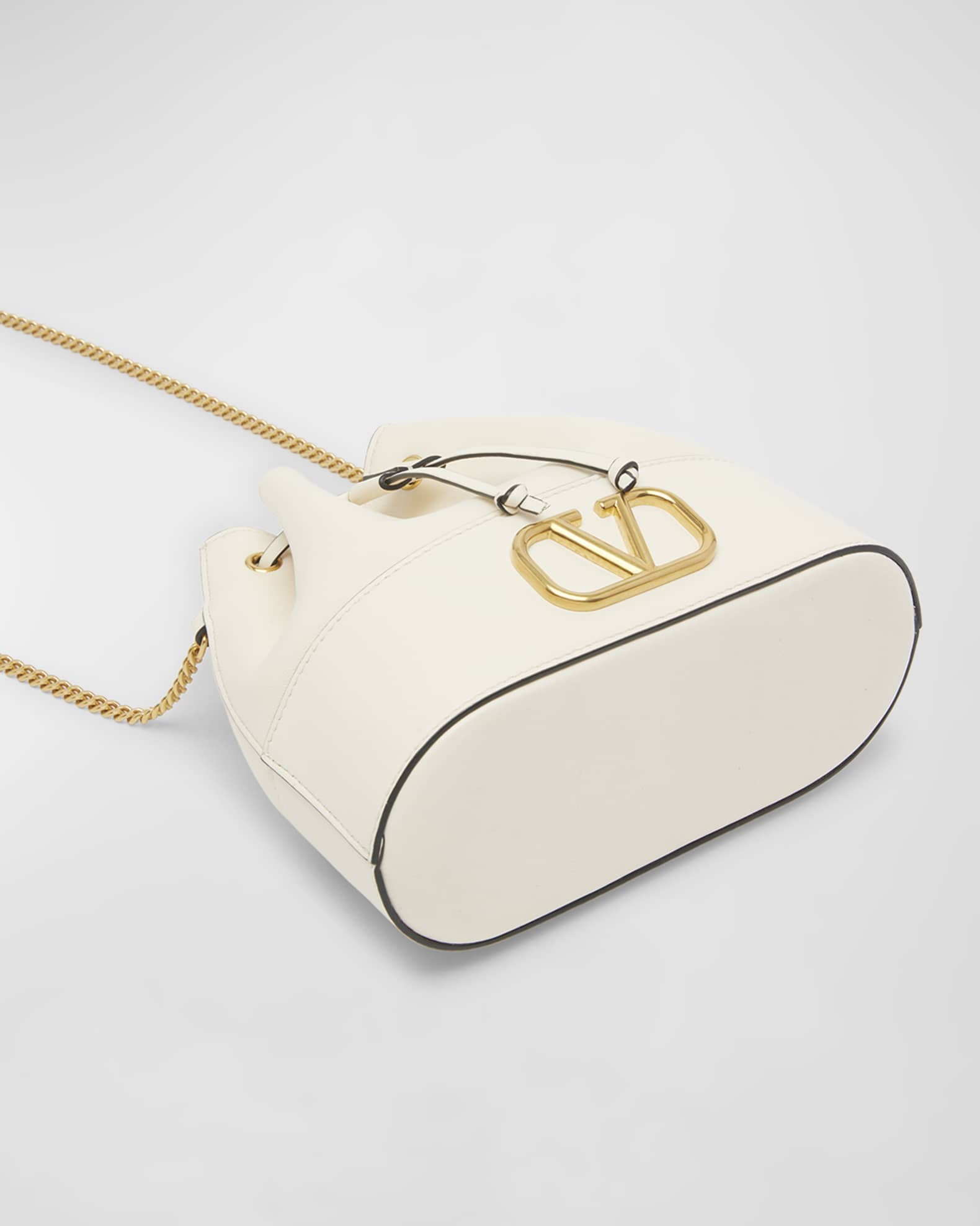 VLOGO Drawstring Leather Chain Bucket Bag 1