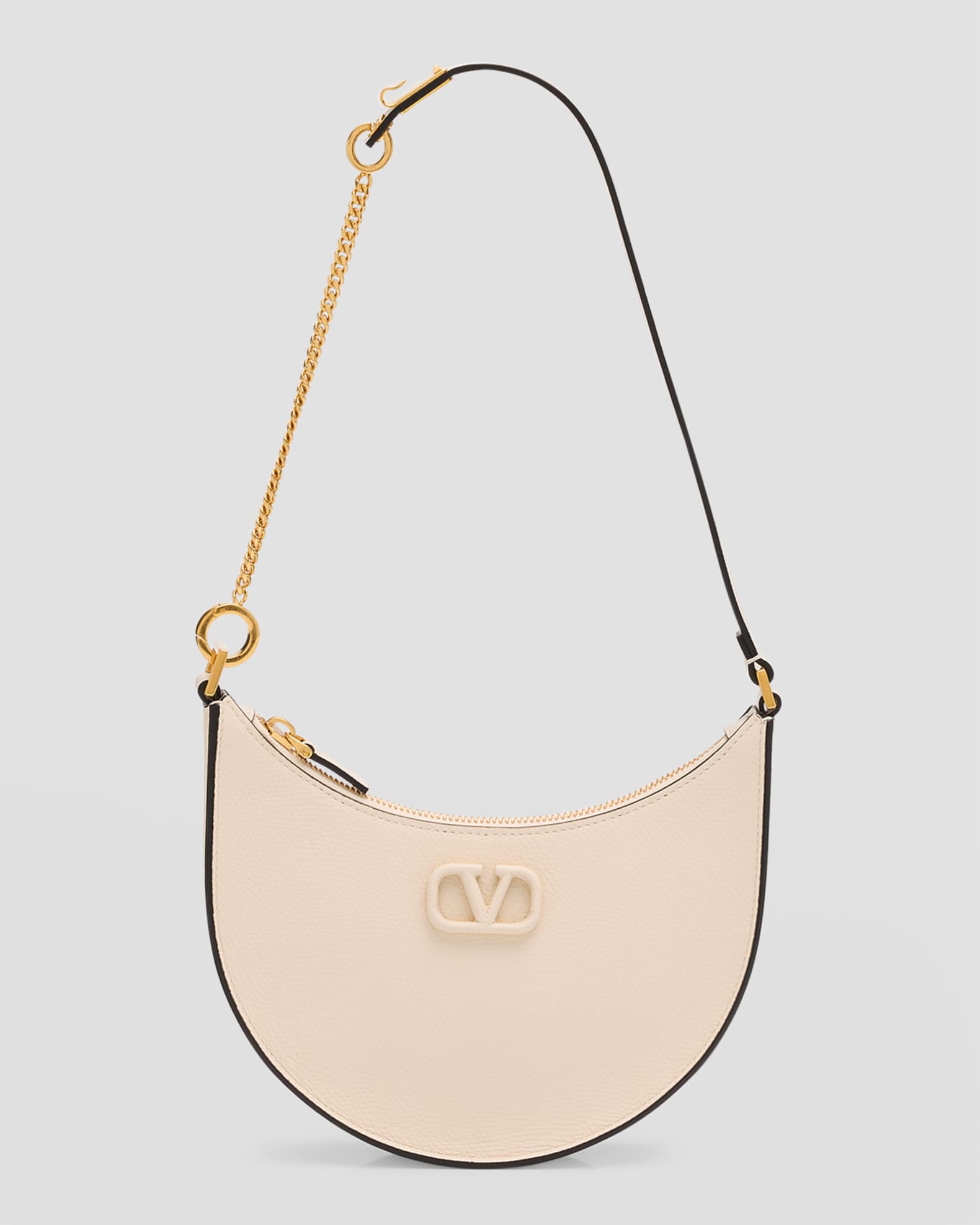 ショルダーバッグ・ポシェット VALENTINO IVORY LEATHER MEDIUM HOBO VLOGO MOON SHOULDER BAG Valentino Garavani Small VLogo Moon Hobo Bag in Grainy
