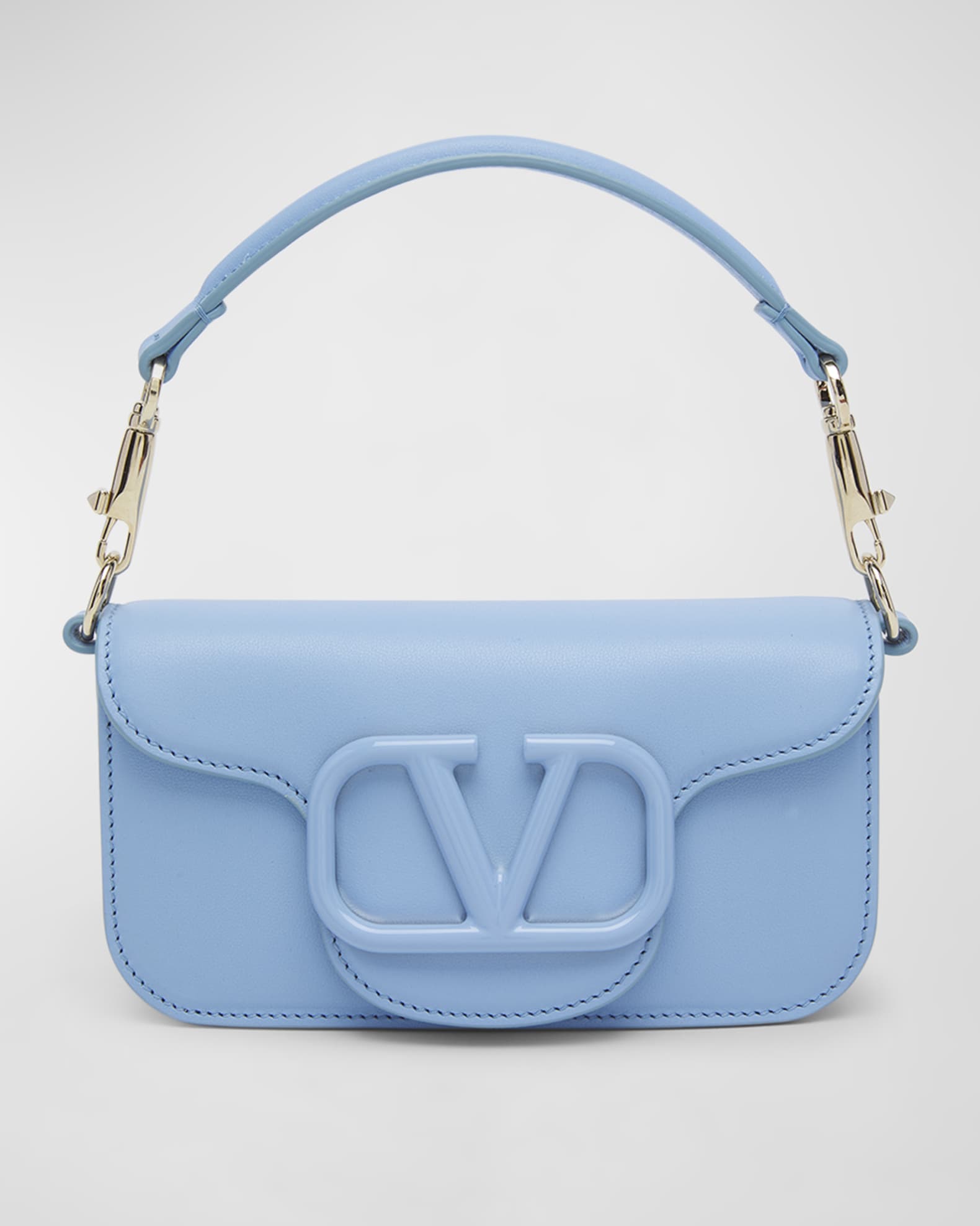 Loco Small Leather Shoulder Bag in Blue - Valentino Garavani