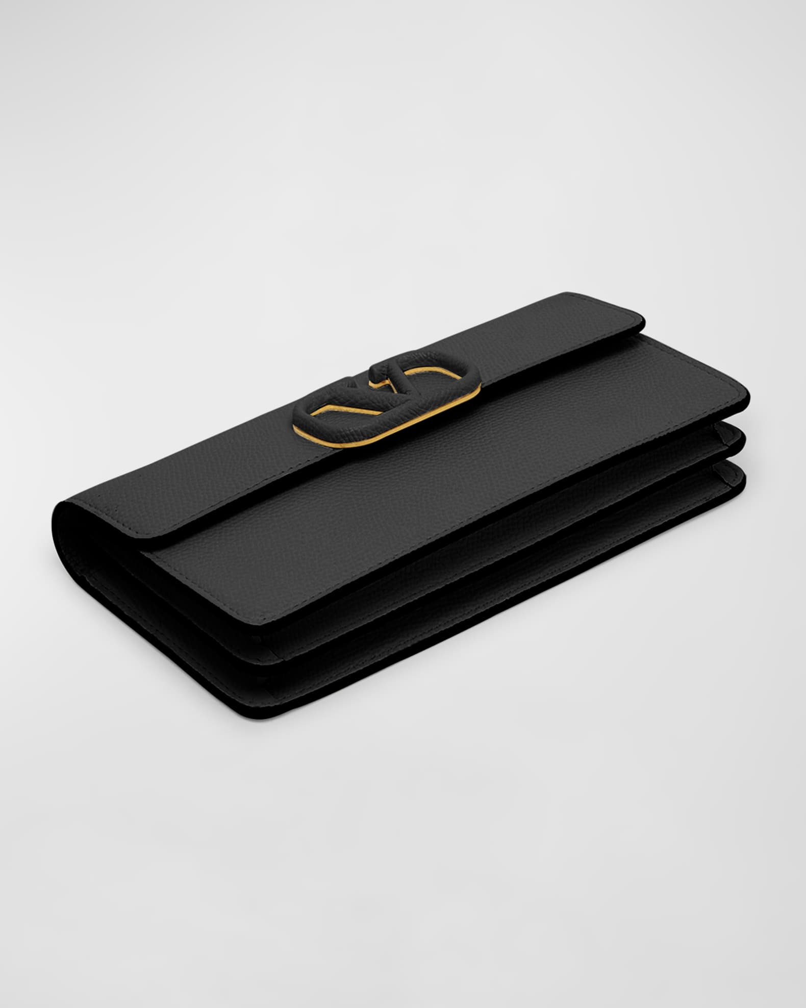 折りたたみ財布 Valentino Garavani Black Leather Vlogo Wallet Valentino Garavani - Vlogo Black Grainy Leather Wallet