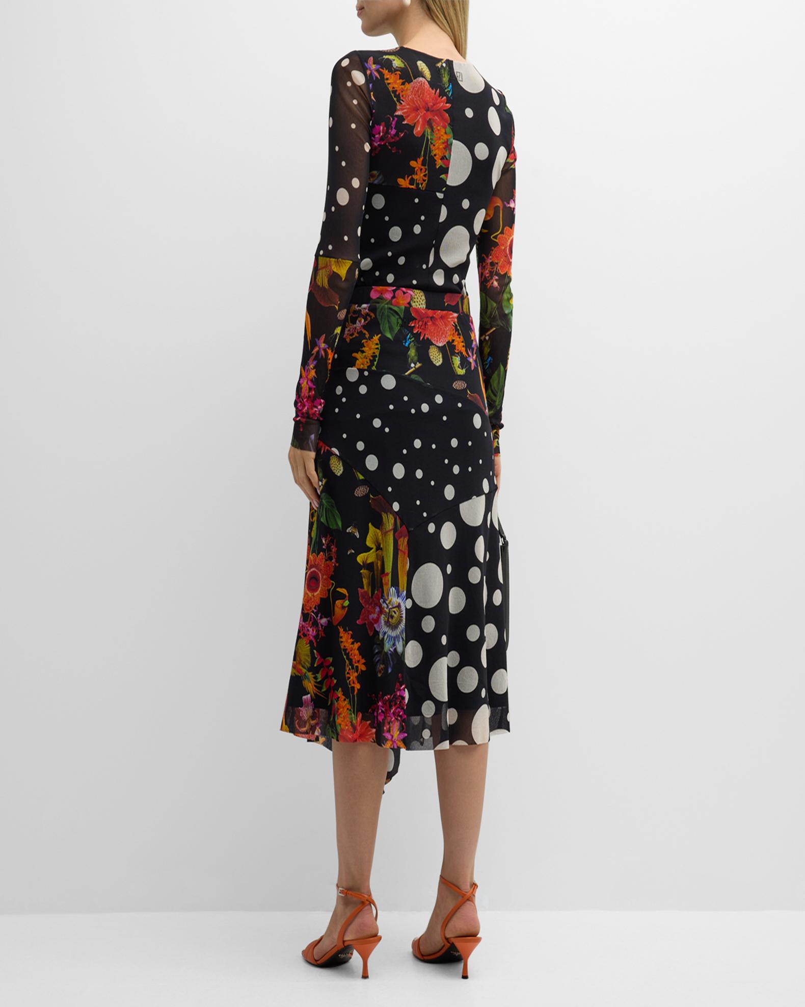 ABAFIP Women's Vintage Polka Dot Swing Skirt | 50s Style Midi Skirt With Belt | Flowy Knee Length Skirt