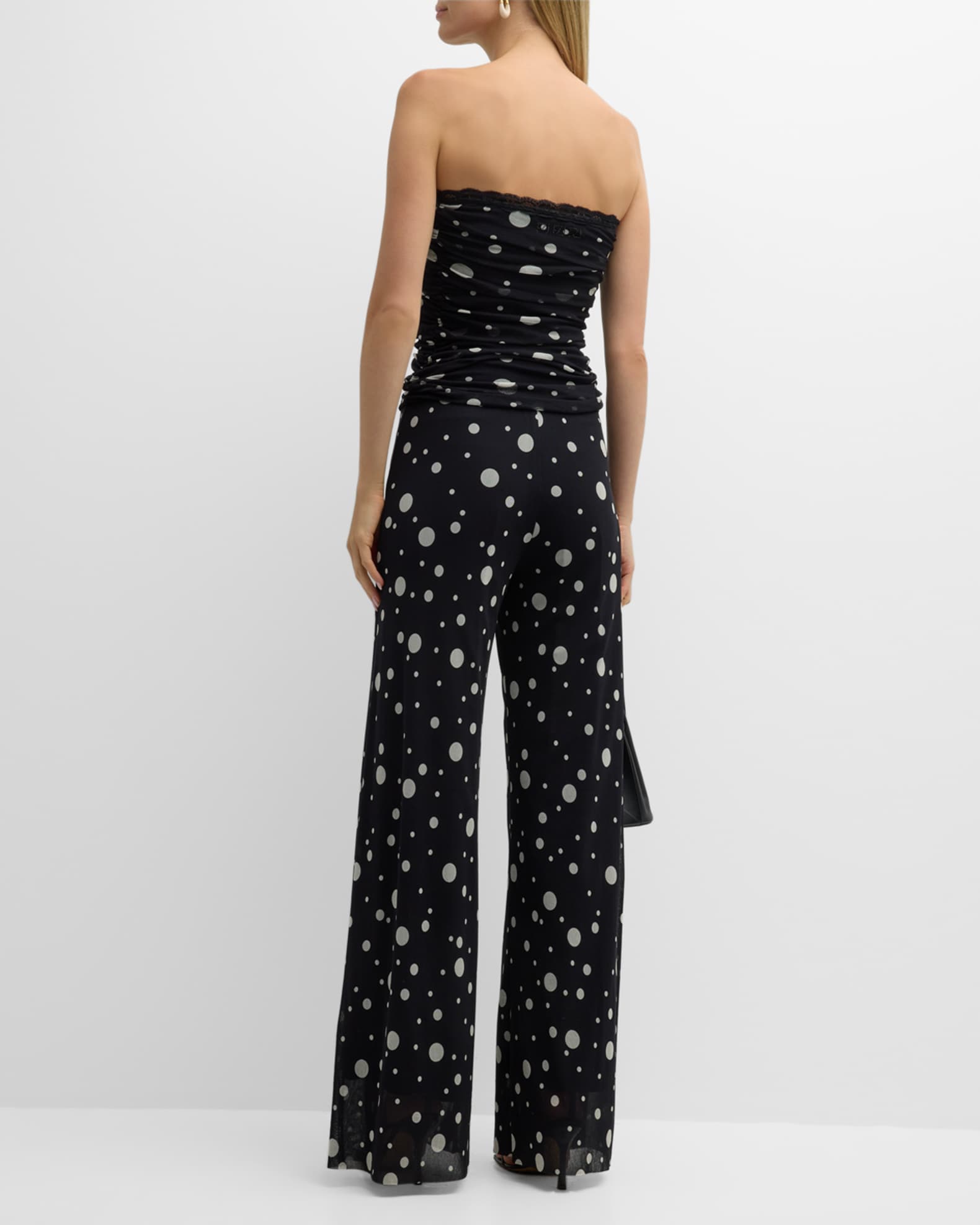 Polka dot strapless jumpsuit clearance