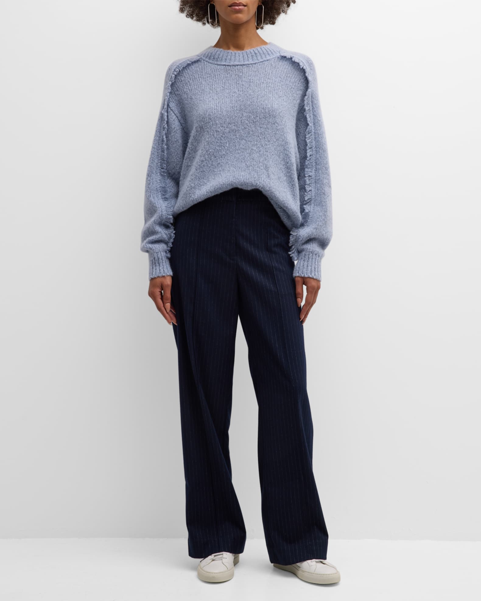 Brochu Walker Aimee Fringe-Trim Wool-Cashmere Sweater | Neiman Marcus