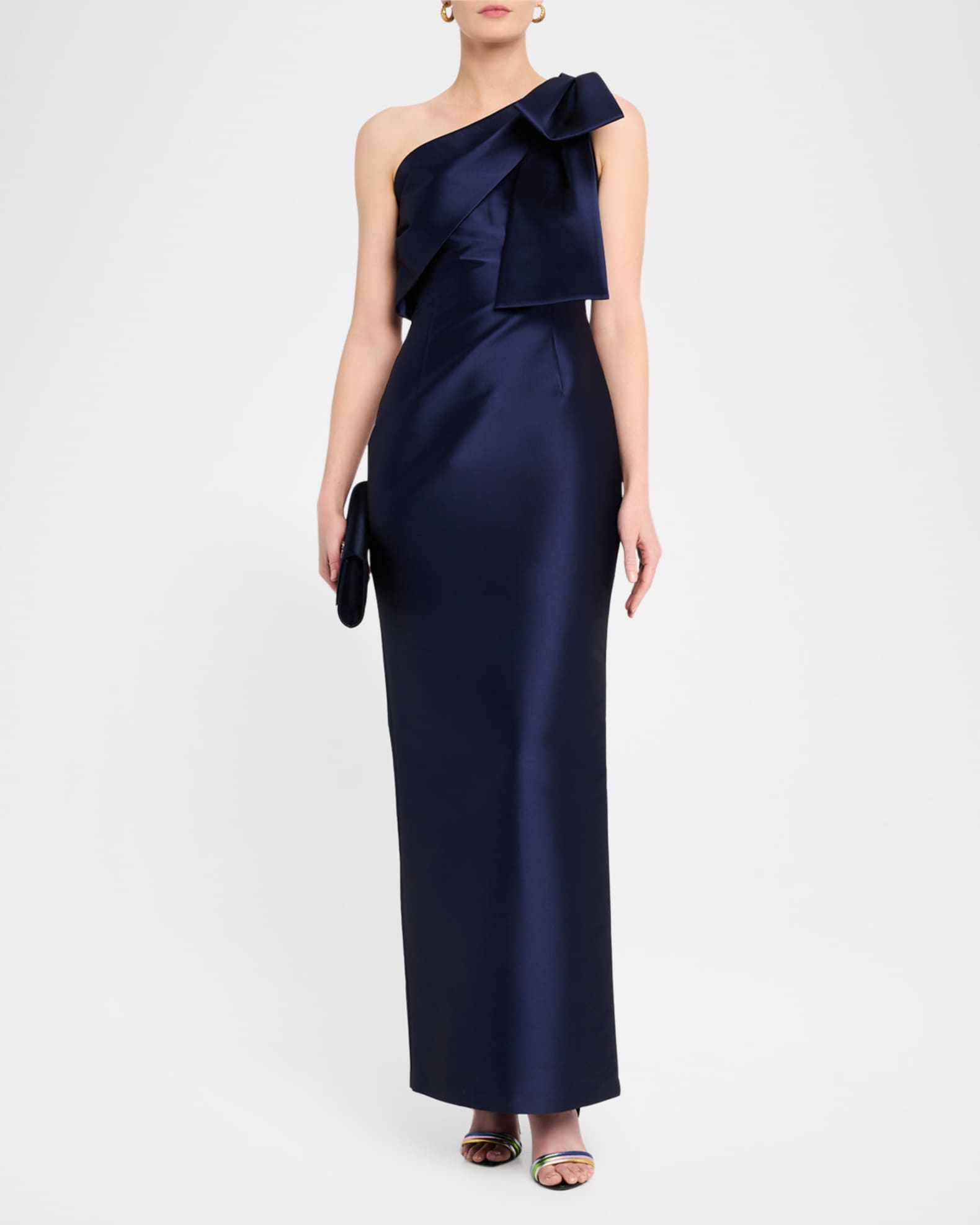 Bonnie One-Shoulder Bow Column Gown 1