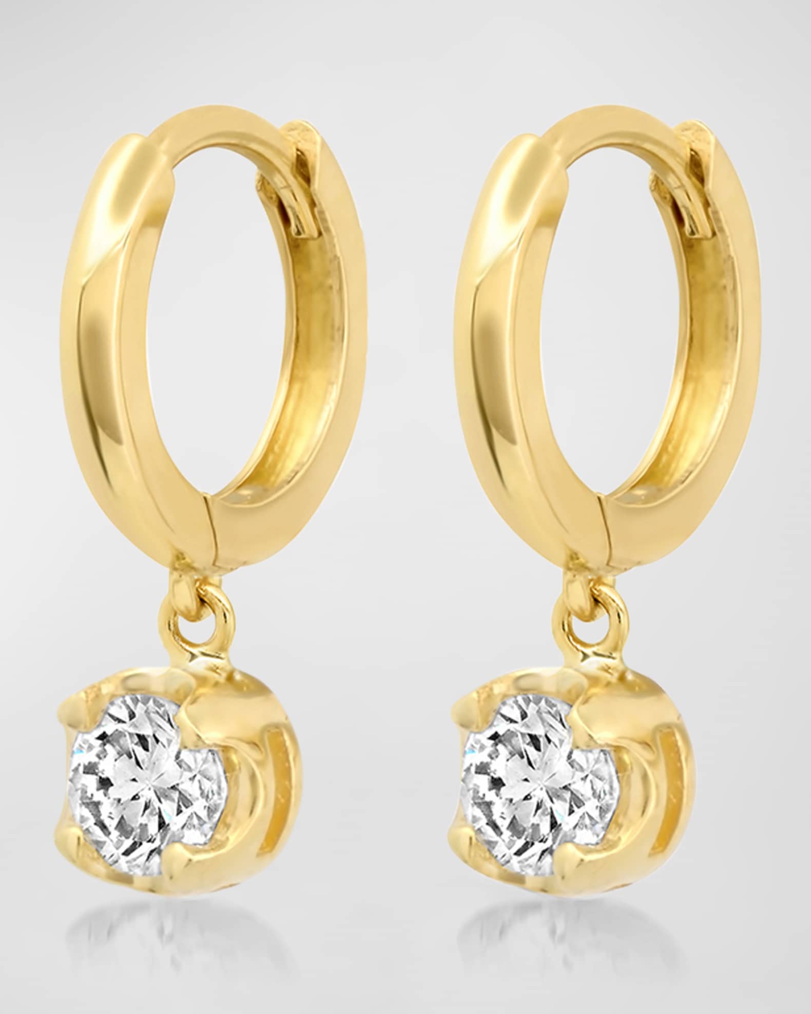 Small Huggie Earrings with Diamond Drop 1