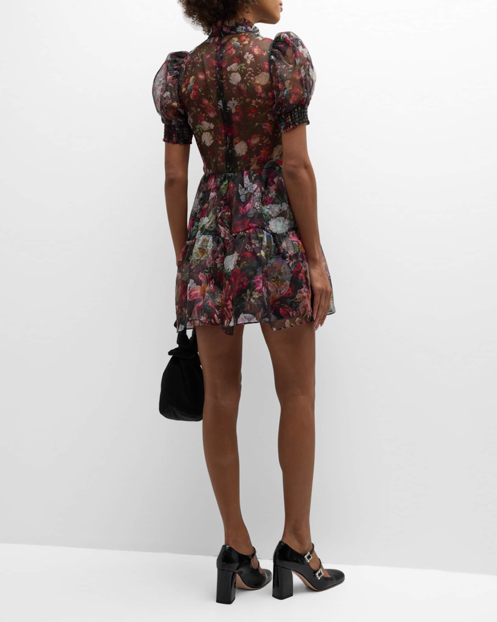 Alice + Olivia Vernita Tiered Button-Front Mini Dress | Neiman Marcus