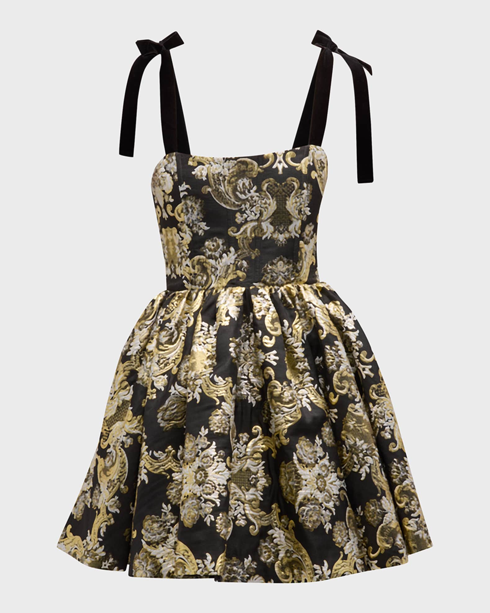 Alice + Olivia Fay Floral Jacquard Babydoll Dress Neiman Marcus