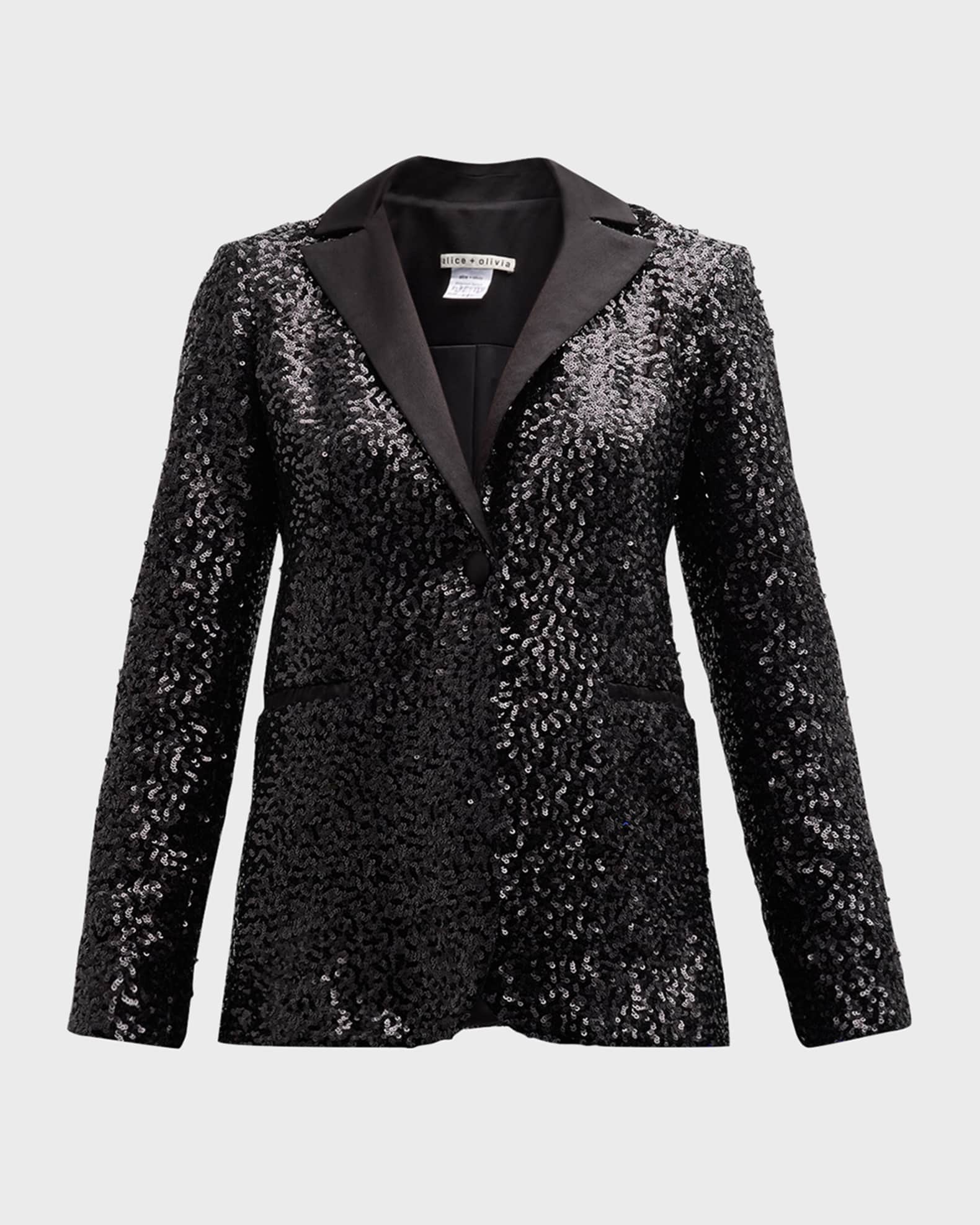 Alice Olivia Breann Sequined Fitted Blazer Neiman Marcus