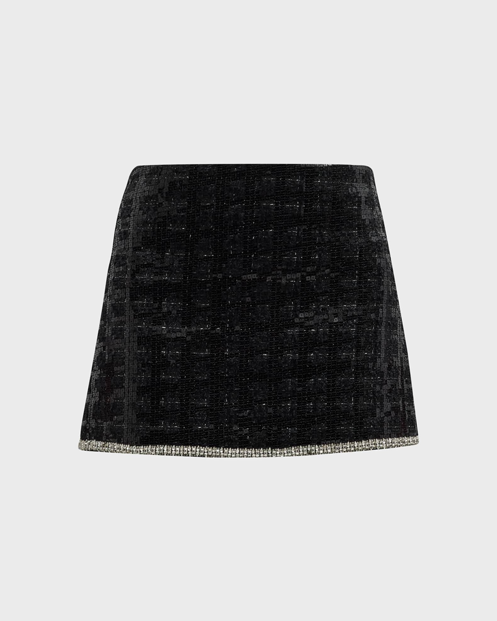 Alice + Olivia Rubi Sequin Tweed Low-Rise Micro Skirt | Neiman Marcus