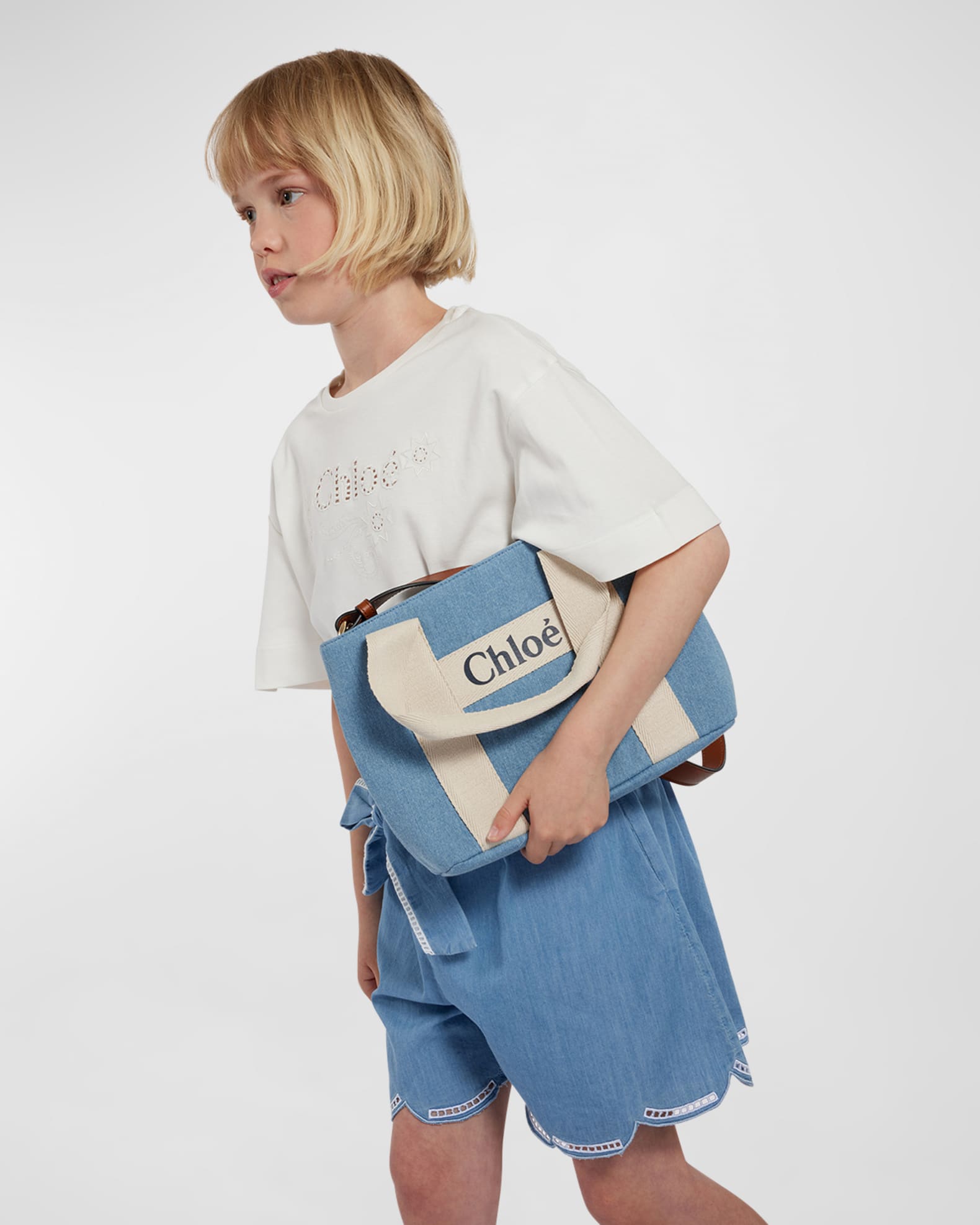 Kid's Denim Grosgrain Crossbody Bag 1