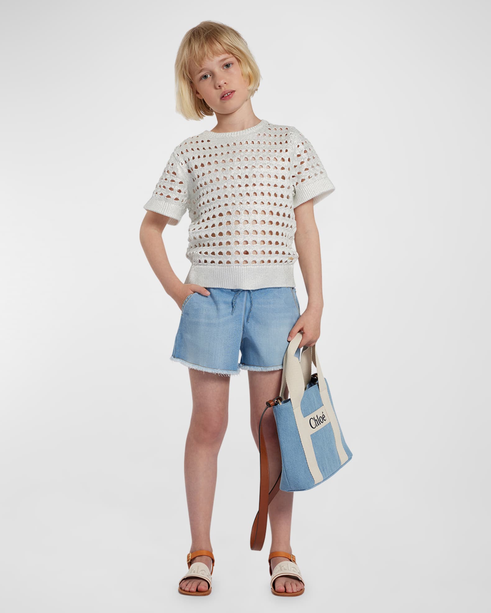 Chloe Kid s Denim Grosgrain Crossbody Bag Neiman Marcus