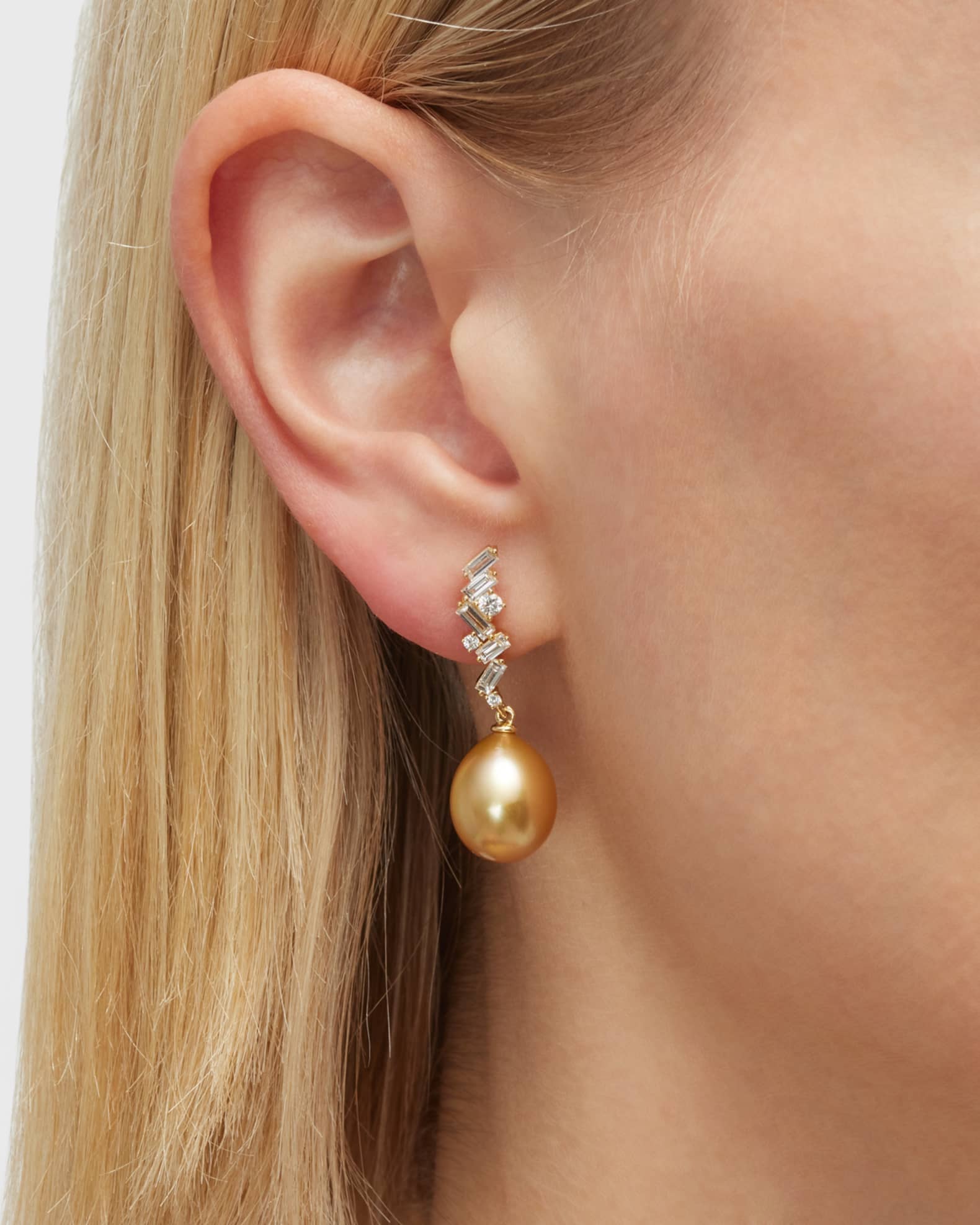 Pearls By Shari 18K Yellow Gold South Sea Golden Pearl and Diamond