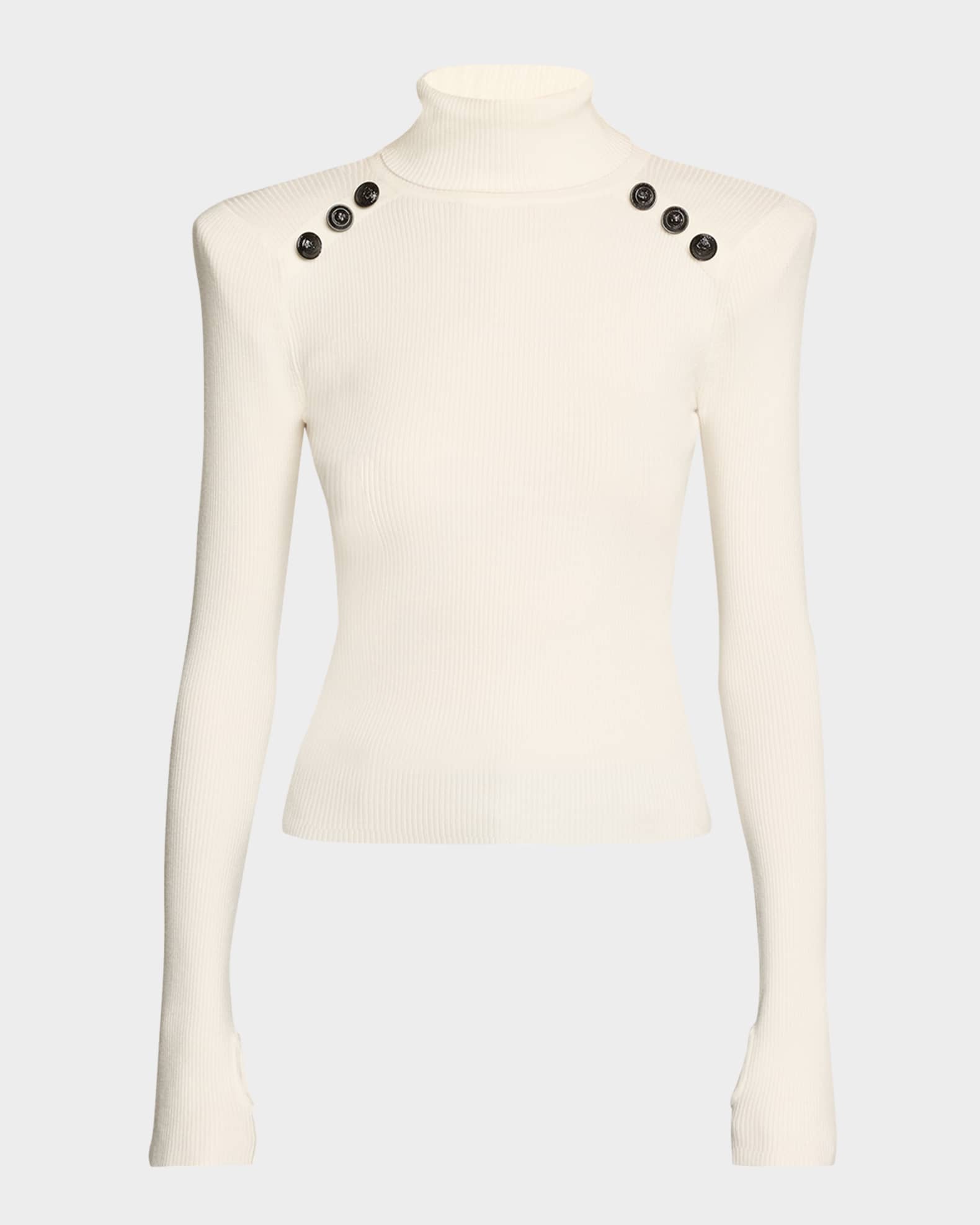 Reeves Ribbed Button-Detail Turtleneck  0