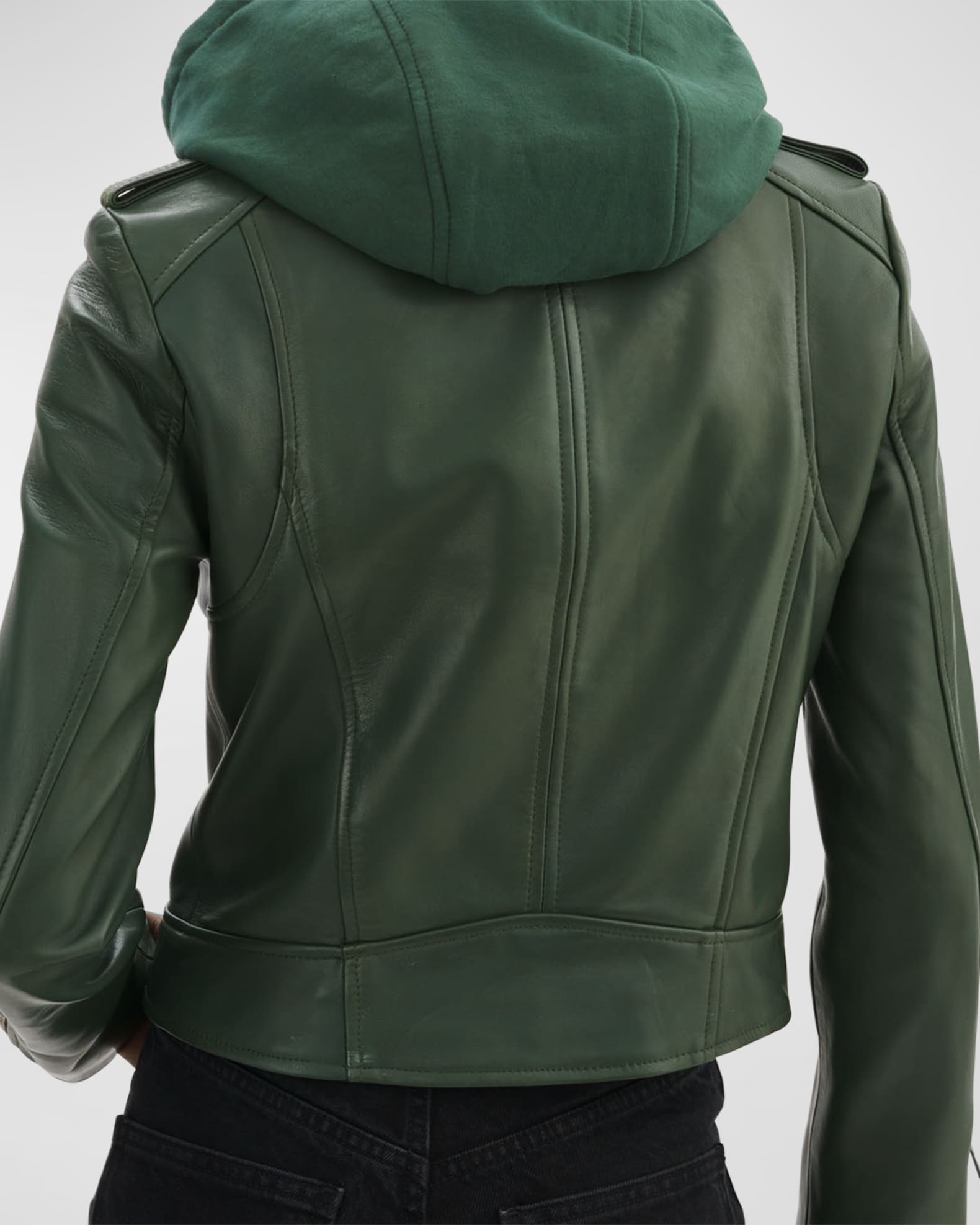 LaMarque Holy Leather Biker Jacket with Removable Hood Neiman Marcus