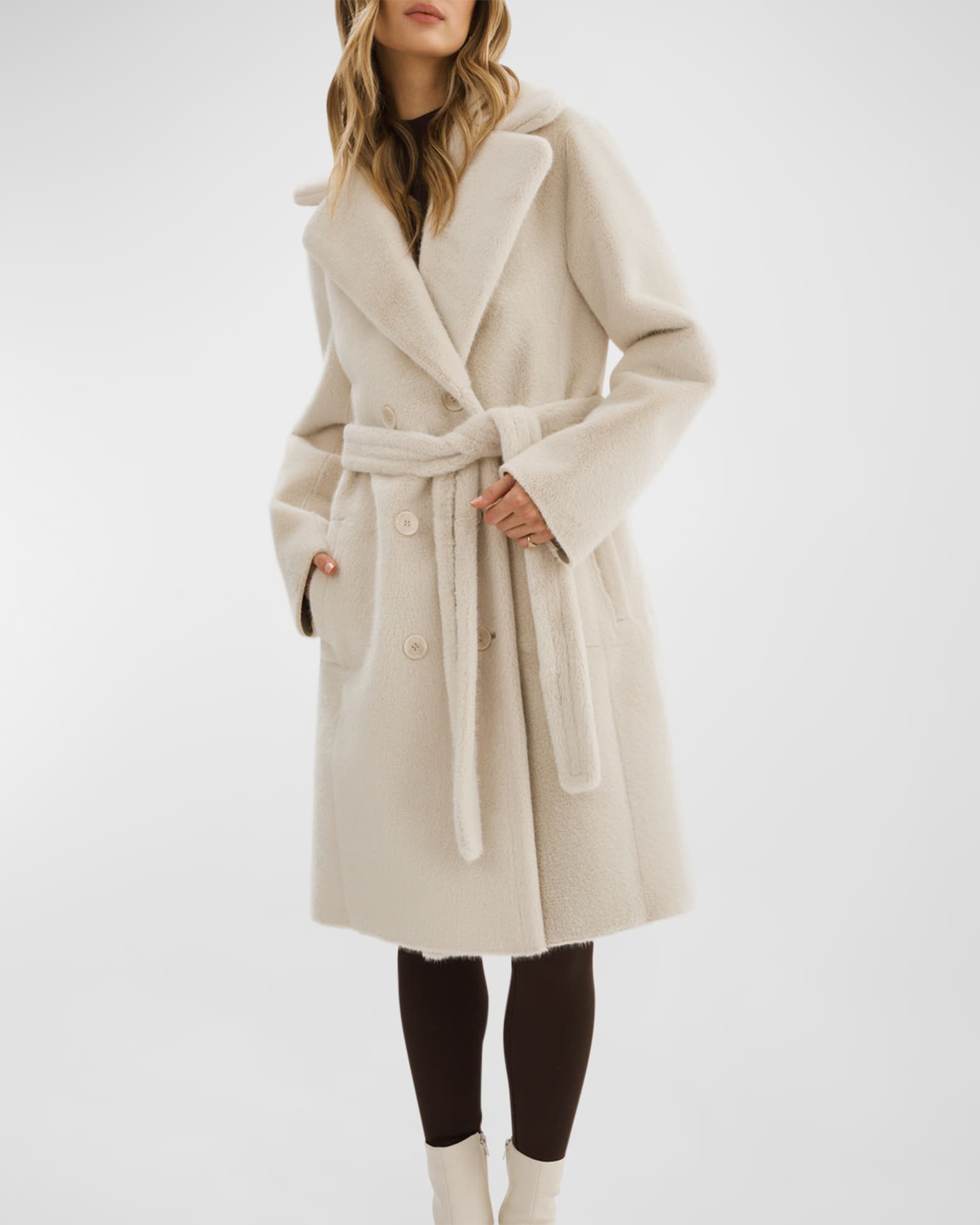 Abigail Reversible Faux-Shearling Peacoat with Belt 1
