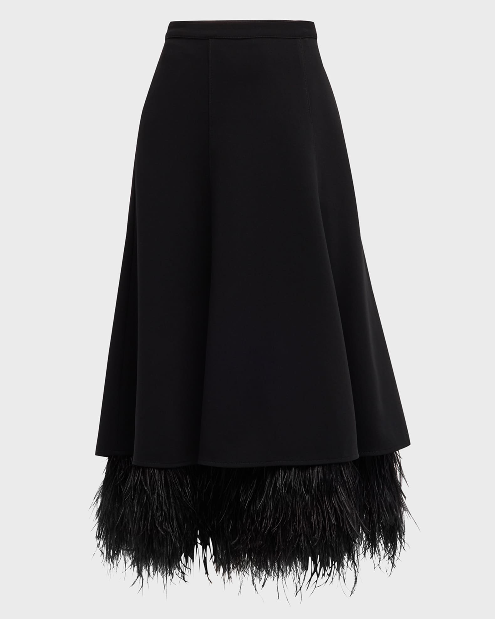 Cinq a Sept Ryleigh Feather-Hem Crepe Midi Skirt