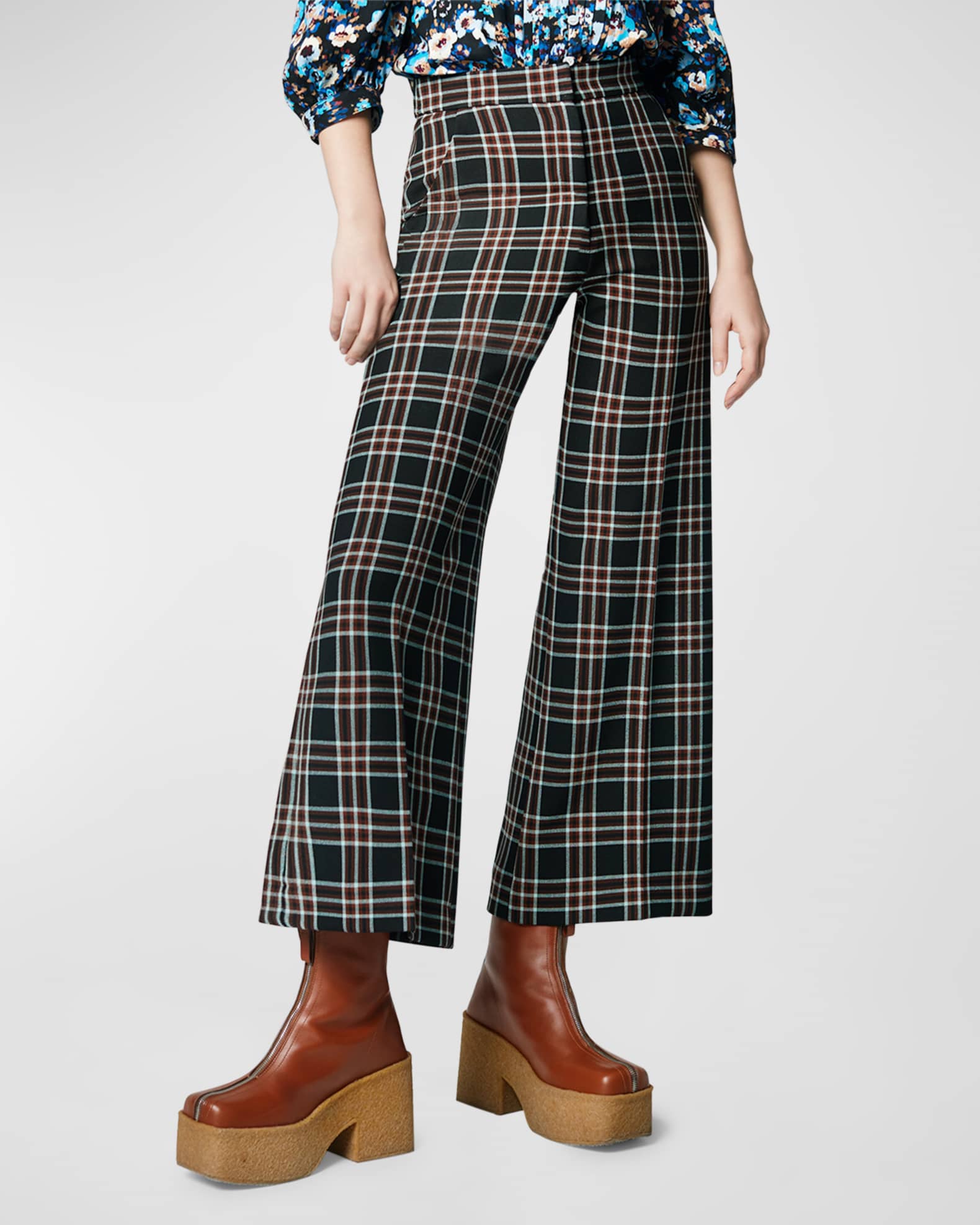 Wool cropped wide-leg pants