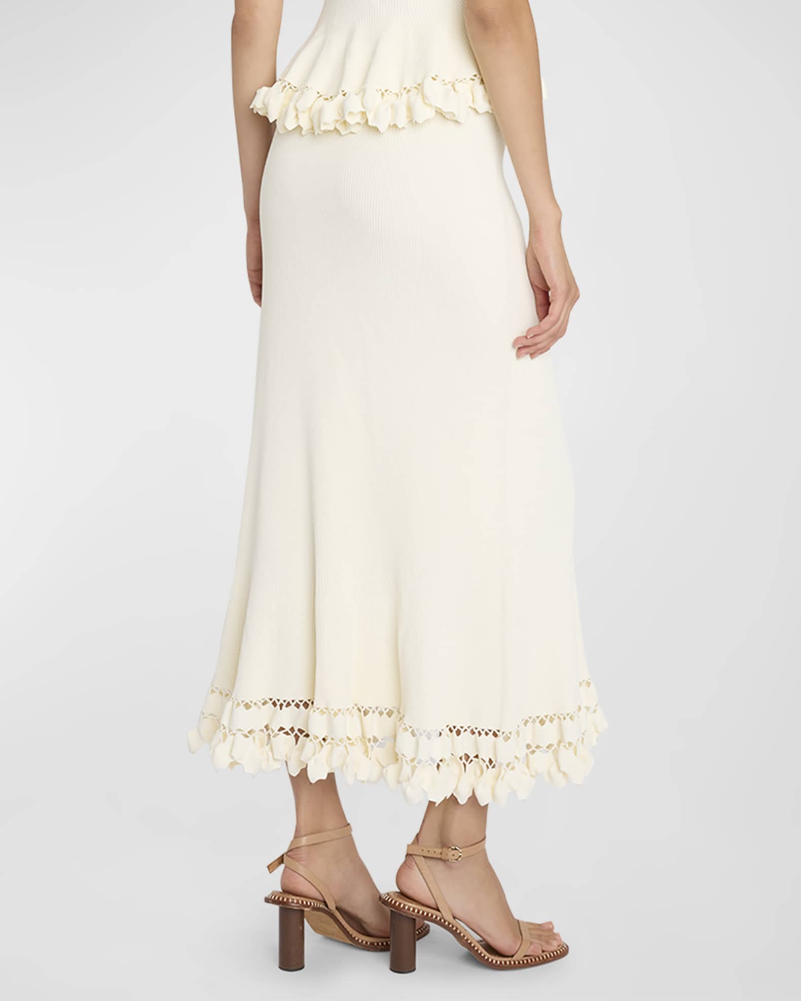 Ulla Johnson Ayla Embellished-Hem Midi Knit Skirt | Neiman Marcus