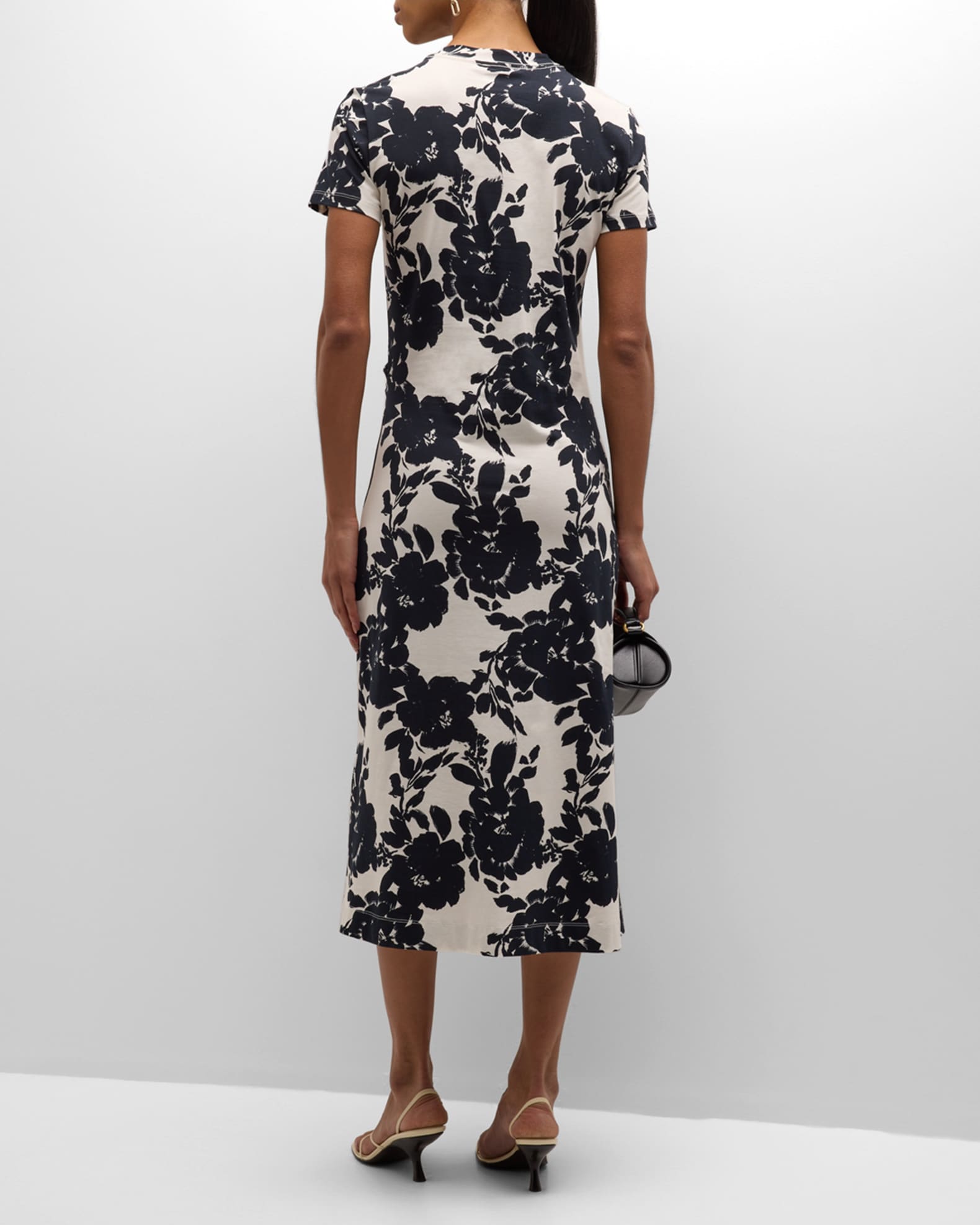 Tanya Taylor Mac Floral-Print Crossover Waist Midi Dress | Neiman Marcus