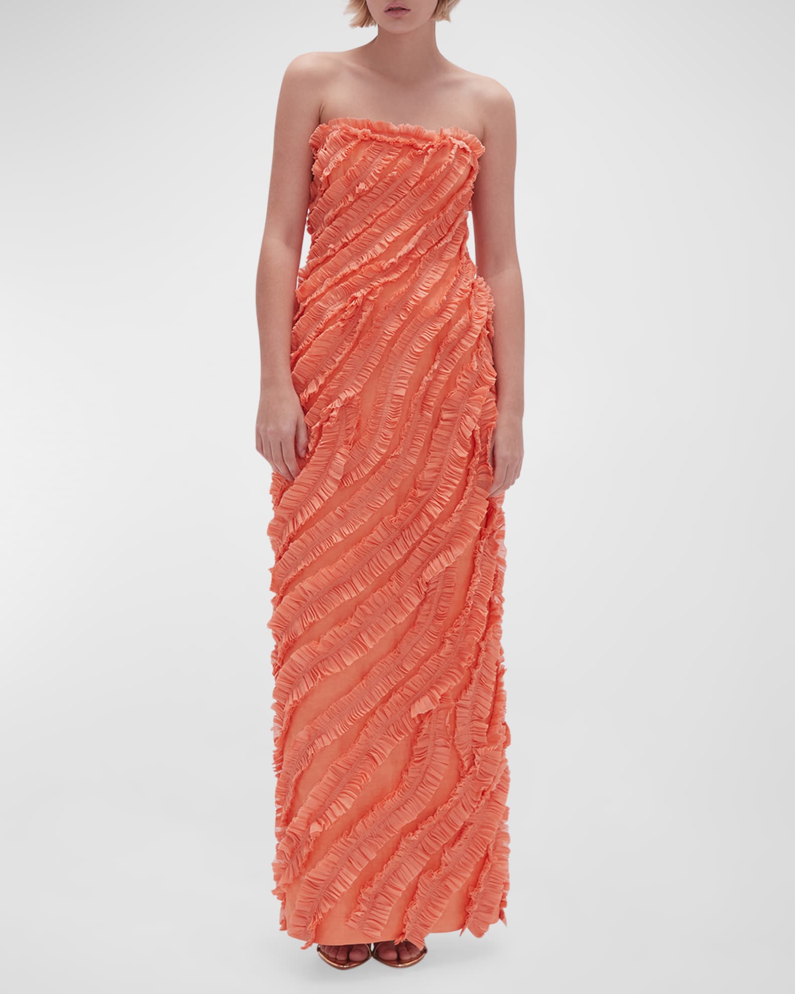 Aje Terrene Strapless Frill Maxi Dress Neiman Marcus