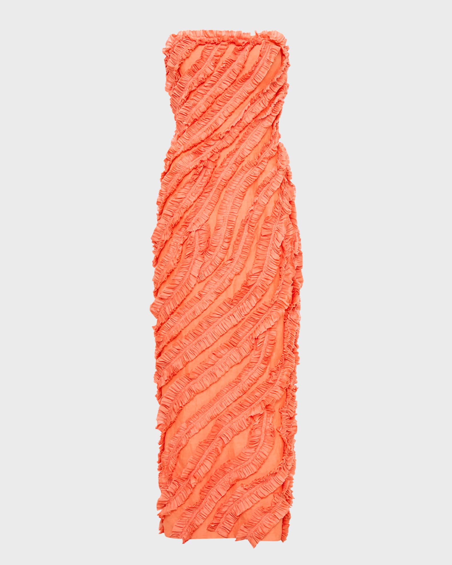 Aje Terrene Strapless Frill Maxi Dress