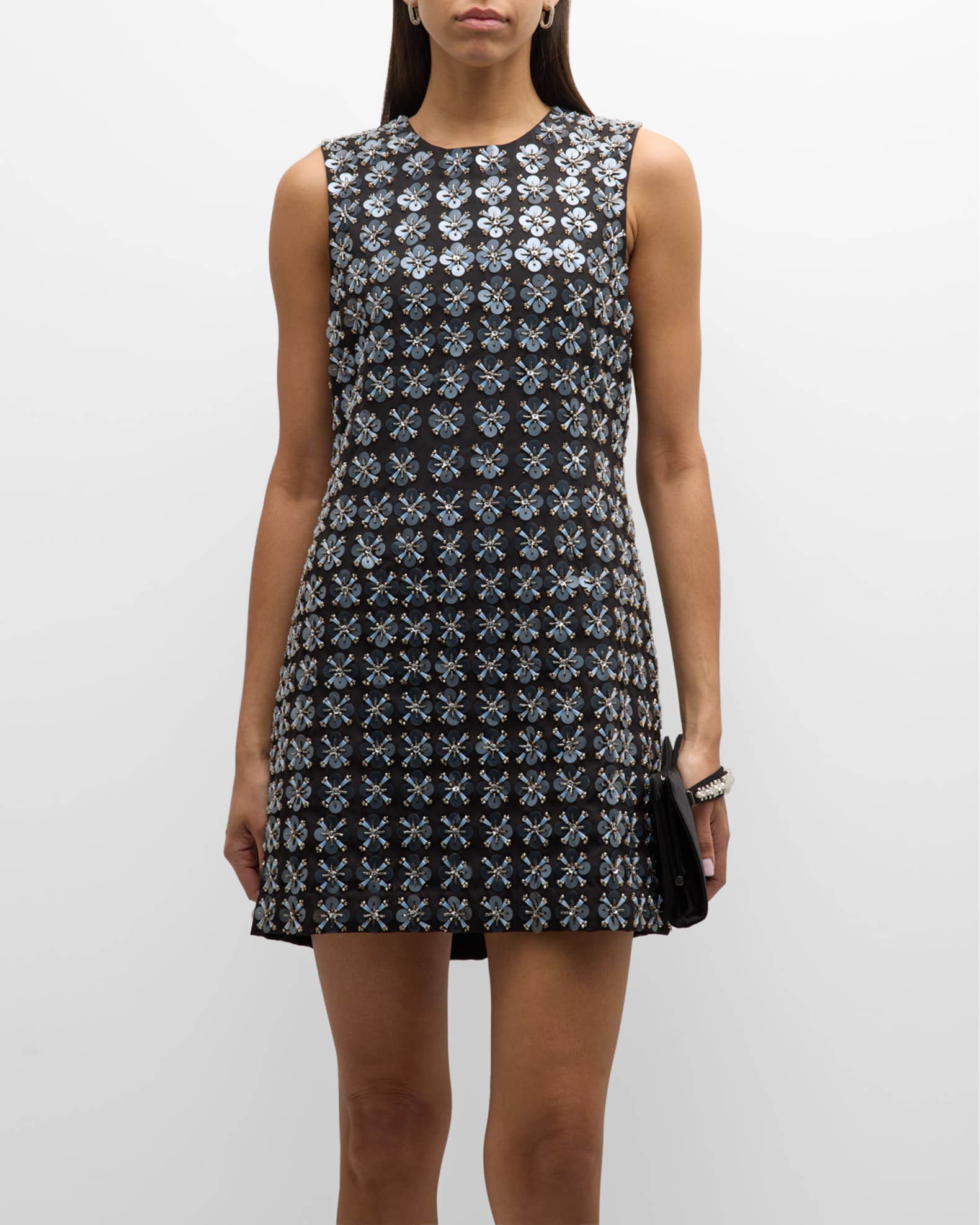 Abigail Sequined Flower Sleeveless Mini Dress
