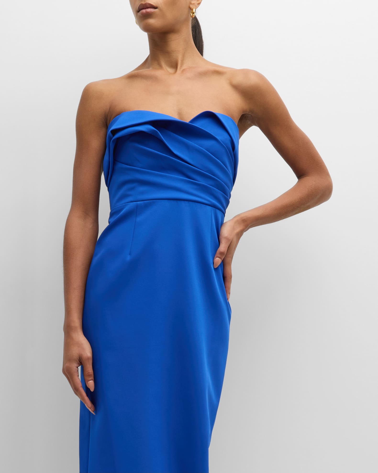 Milly Johanna Pleated Twill Midi Dress