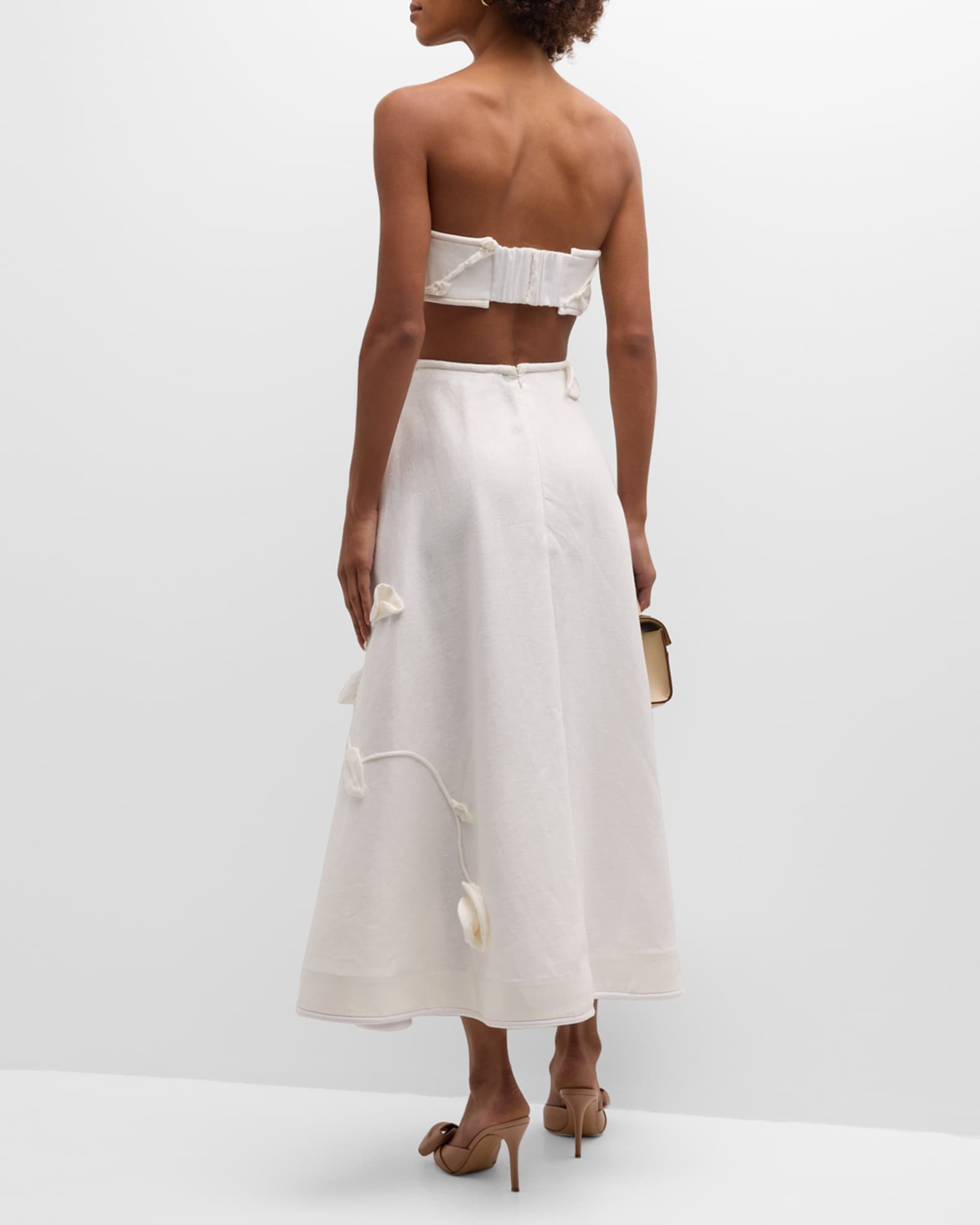 Zimmermann Matchmaker Rose Applique Flare Midi Skirt | Neiman Marcus