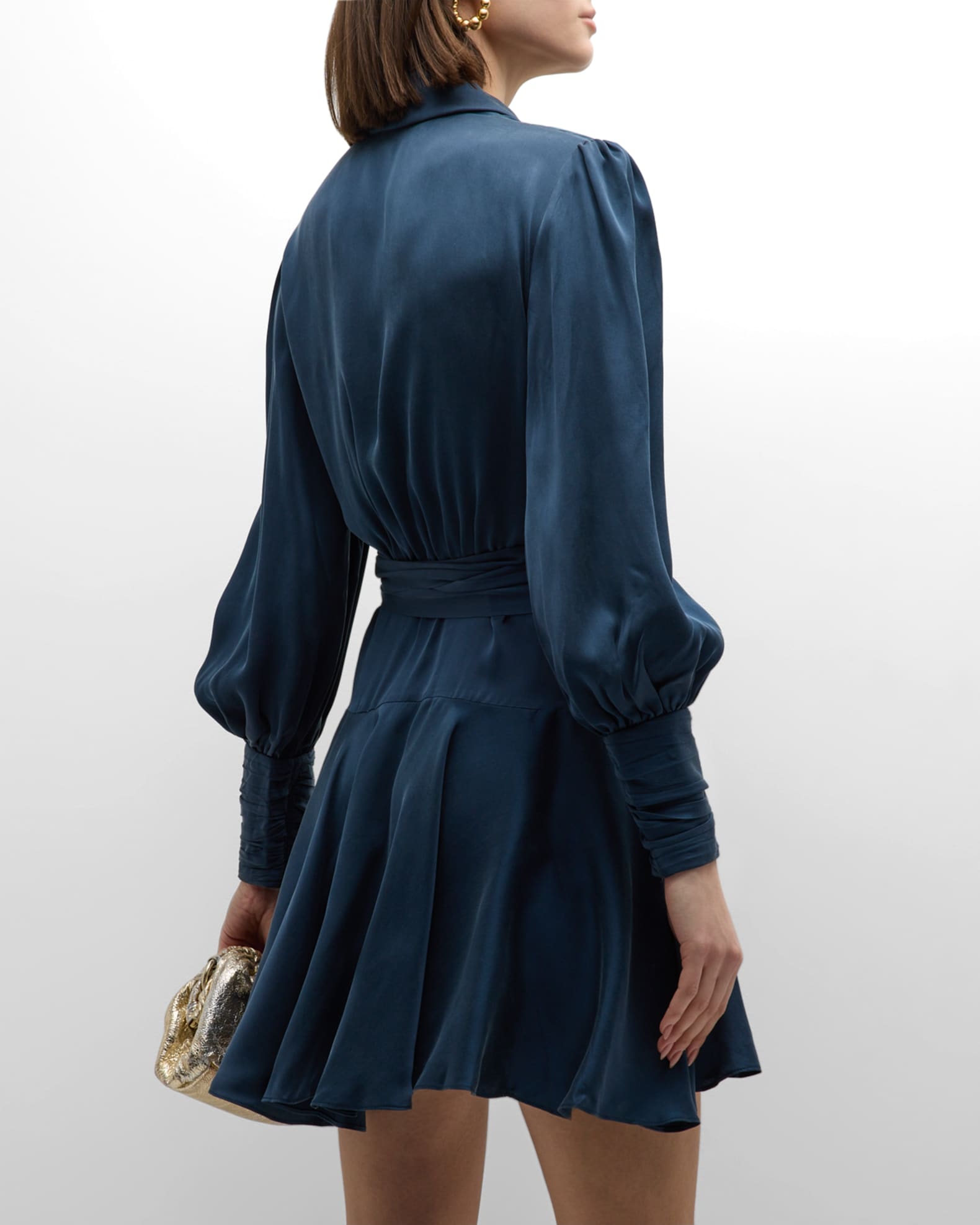 ワンピース Zimmermann SS25 WRAP SILK MINI DRESS (8067DR25R PTL) Silk Wrap Mini Dress Forest Online | Zimmermann