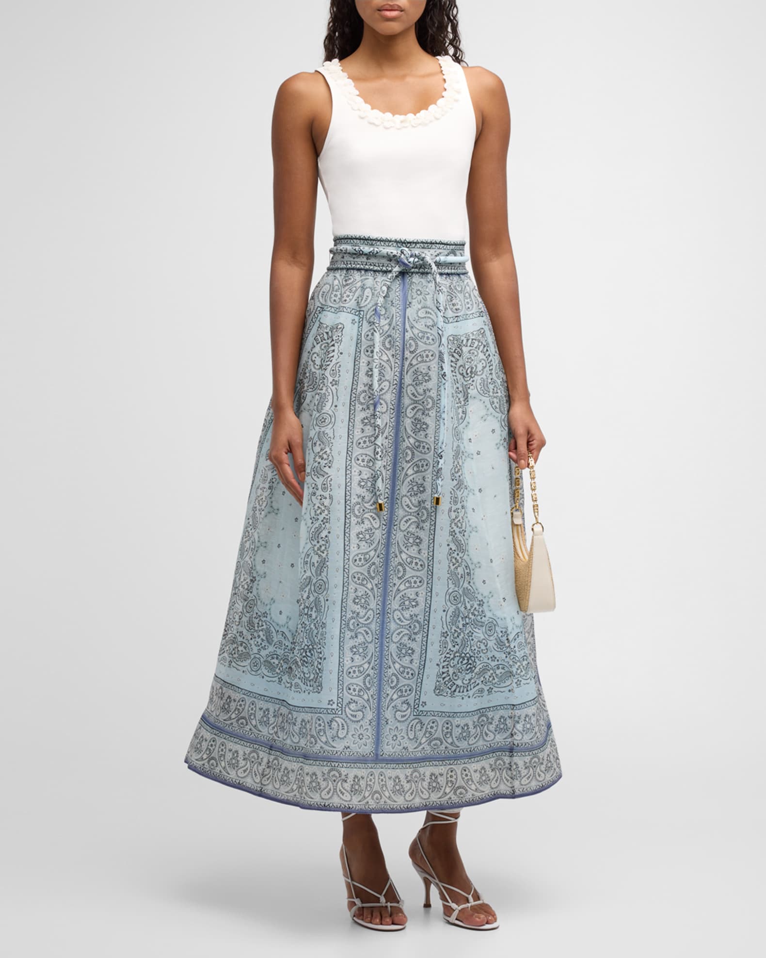 Zimmermann Matchmaker Gathered Midi Skirt Neiman Marcus
