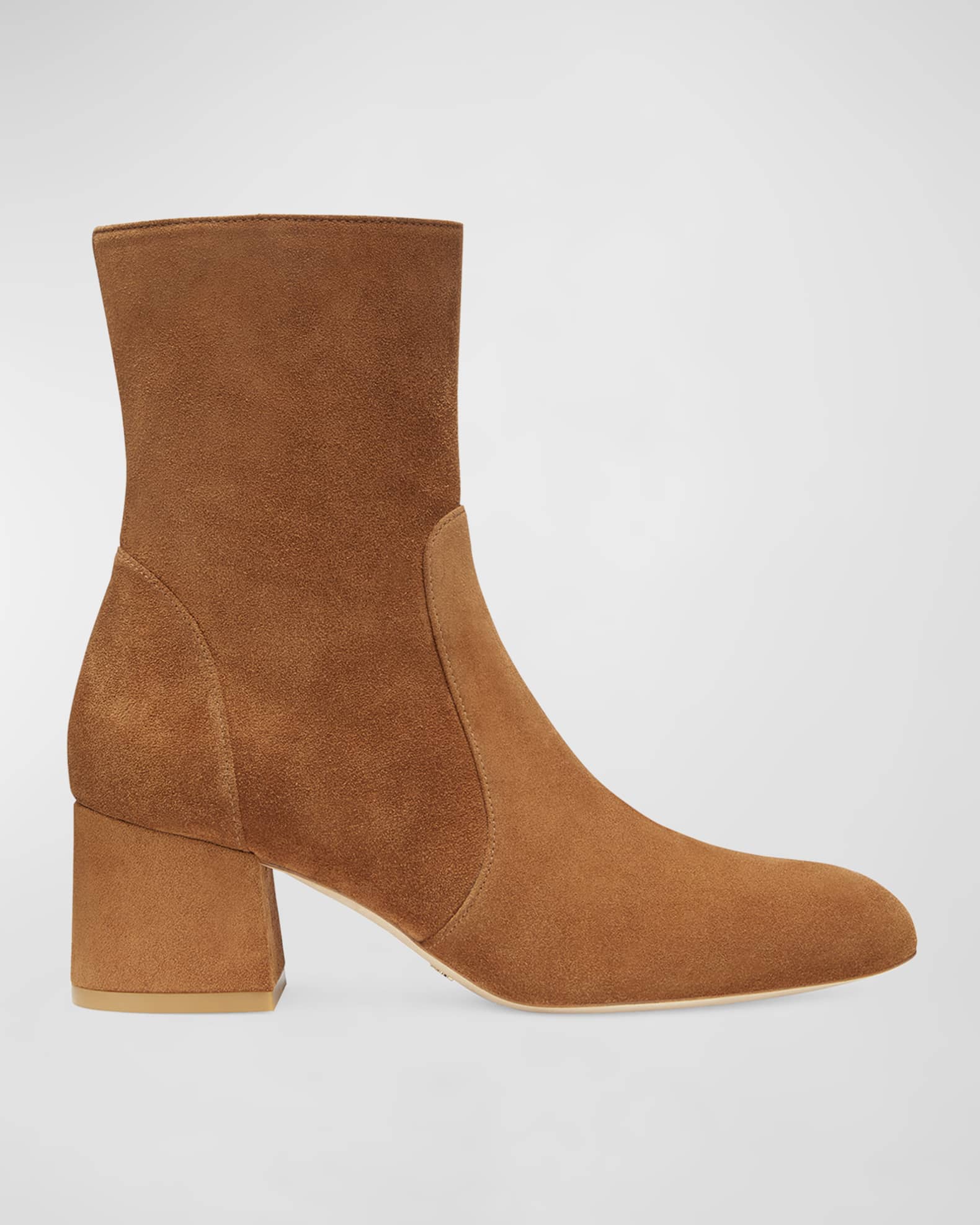 Stuart Weitzman Suede Block Heel Ankle Booties Neiman Marcus