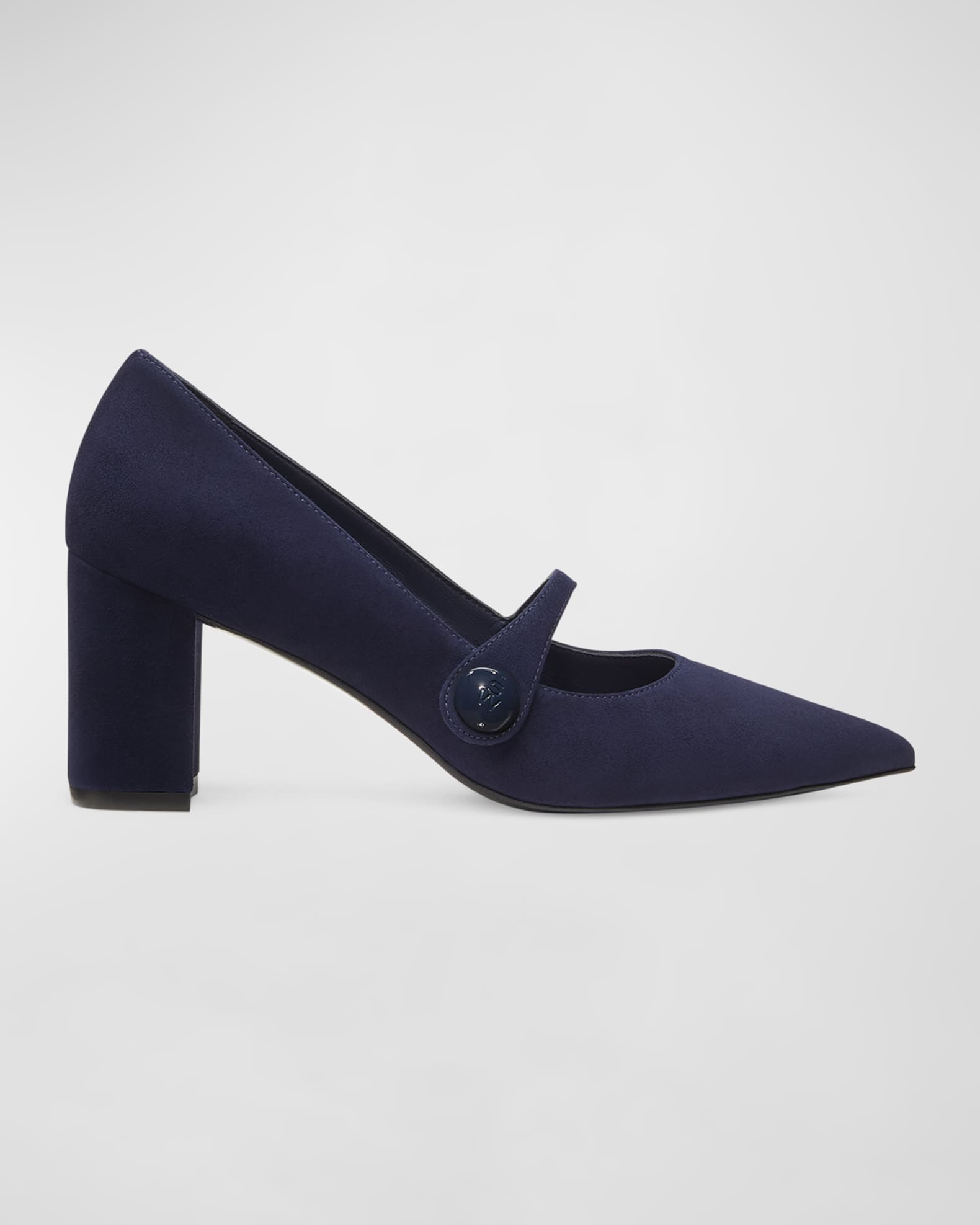 Suede Mary Jane Block Heel Pumps