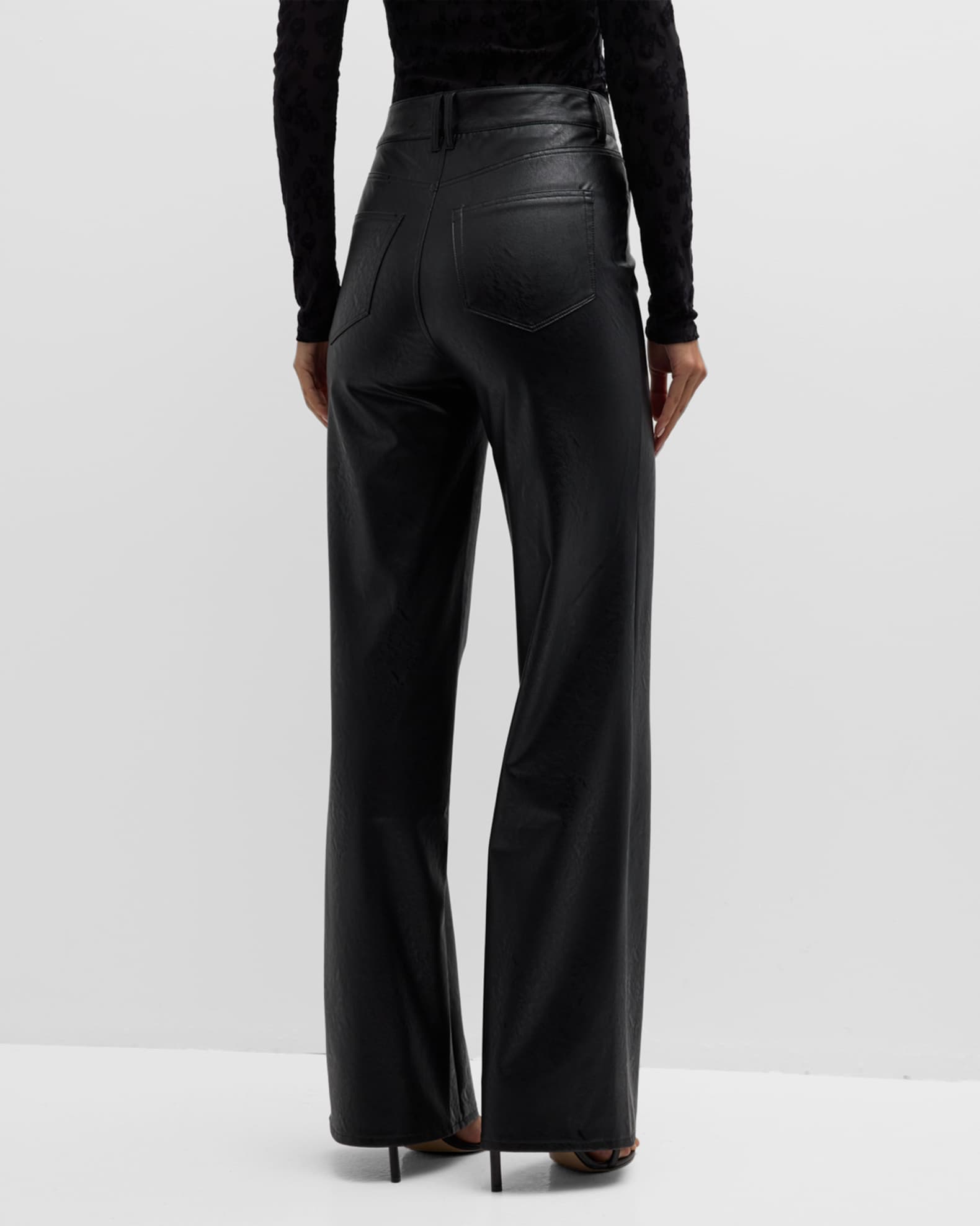 PAIGE Sasha Straight Faux-Leather Pants | Neiman Marcus