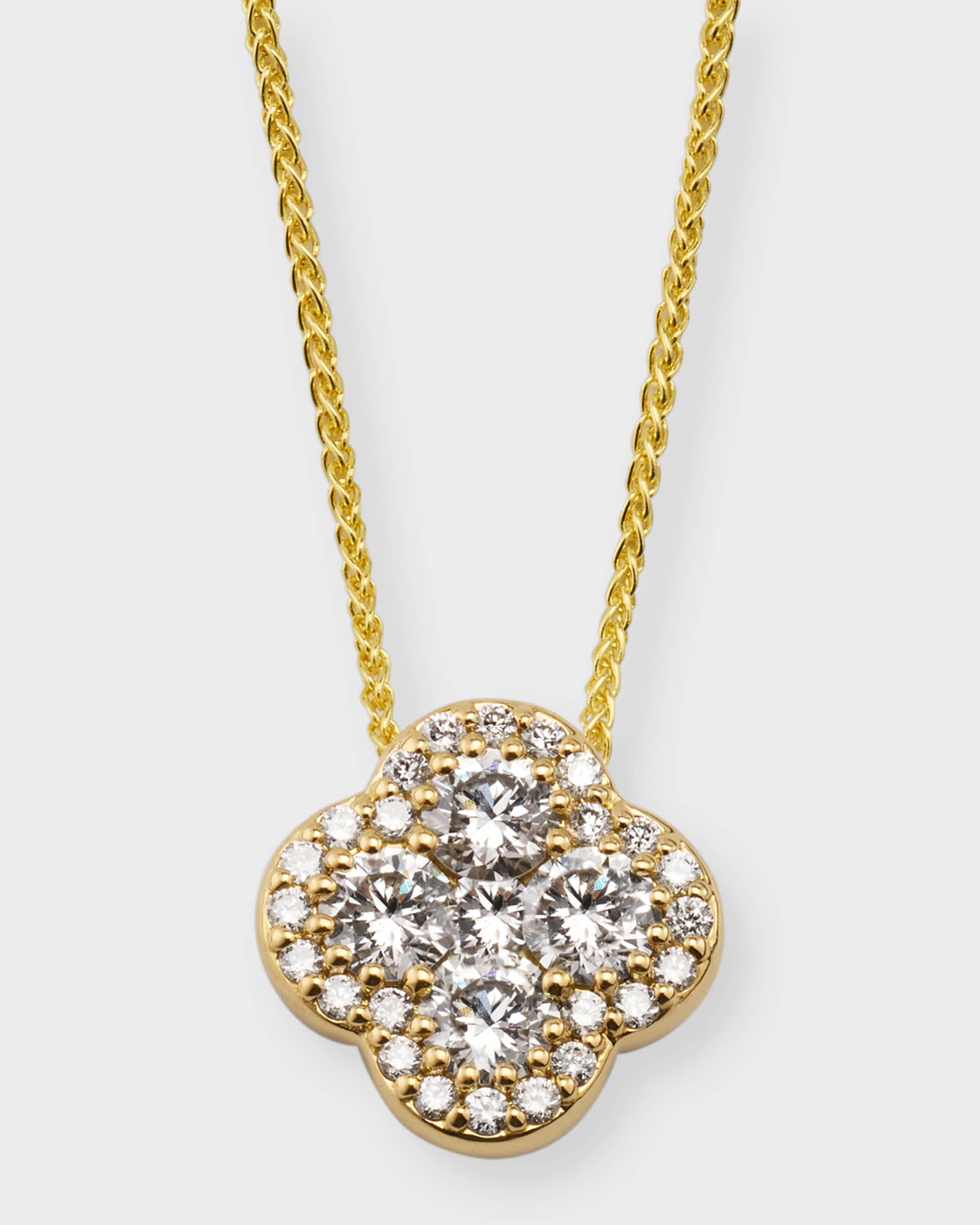 Neiman Marcus Diamonds 18K Yellow Gold Pave GH SI Diamond Flower Pendant on 18 Chain 0.68tcw Neiman Marcus